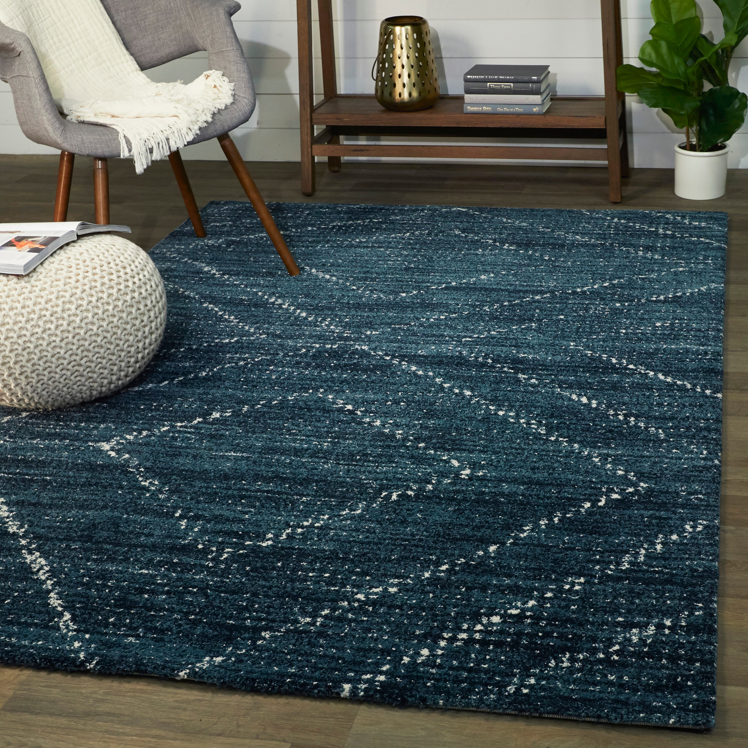 Balta 3090755 Sienna 4 x 6 (ft) Loomed Polypropylene Dark Blue Rectangular Indoor Geometric Area rug
