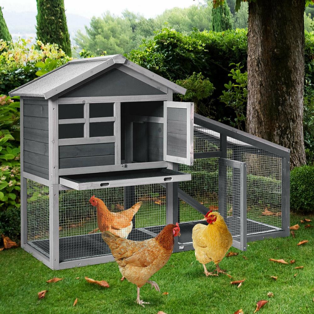 LINLUX Deluxe Large Wooden Chicken Coop Outdoor Garden Backyard Large Wood Hen House Rabbit Hutch Poultry Cage with Ventilation Door Removable Tray and Ramp 