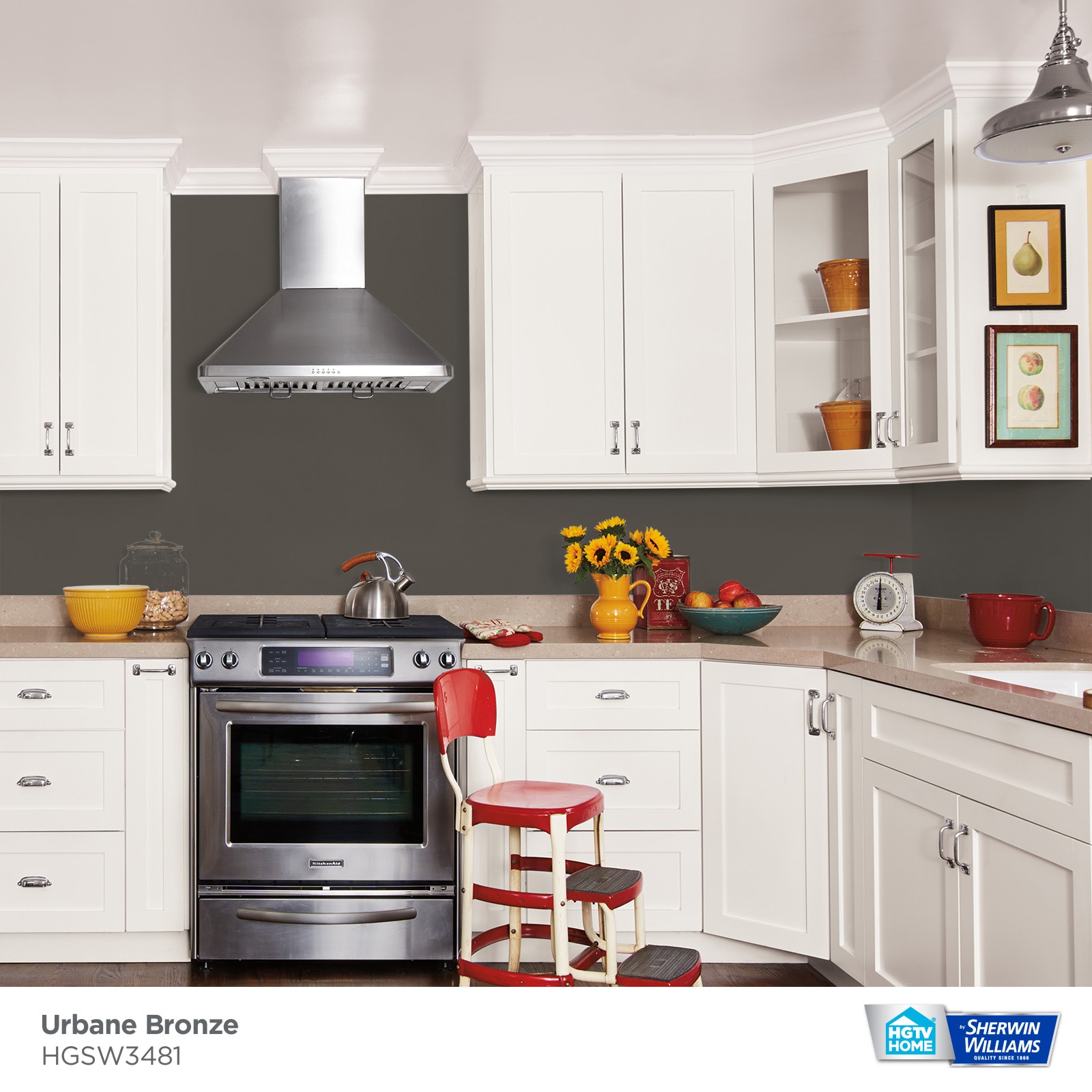 Urbane Bronze Paint Color on Cabinets - Arched Manor