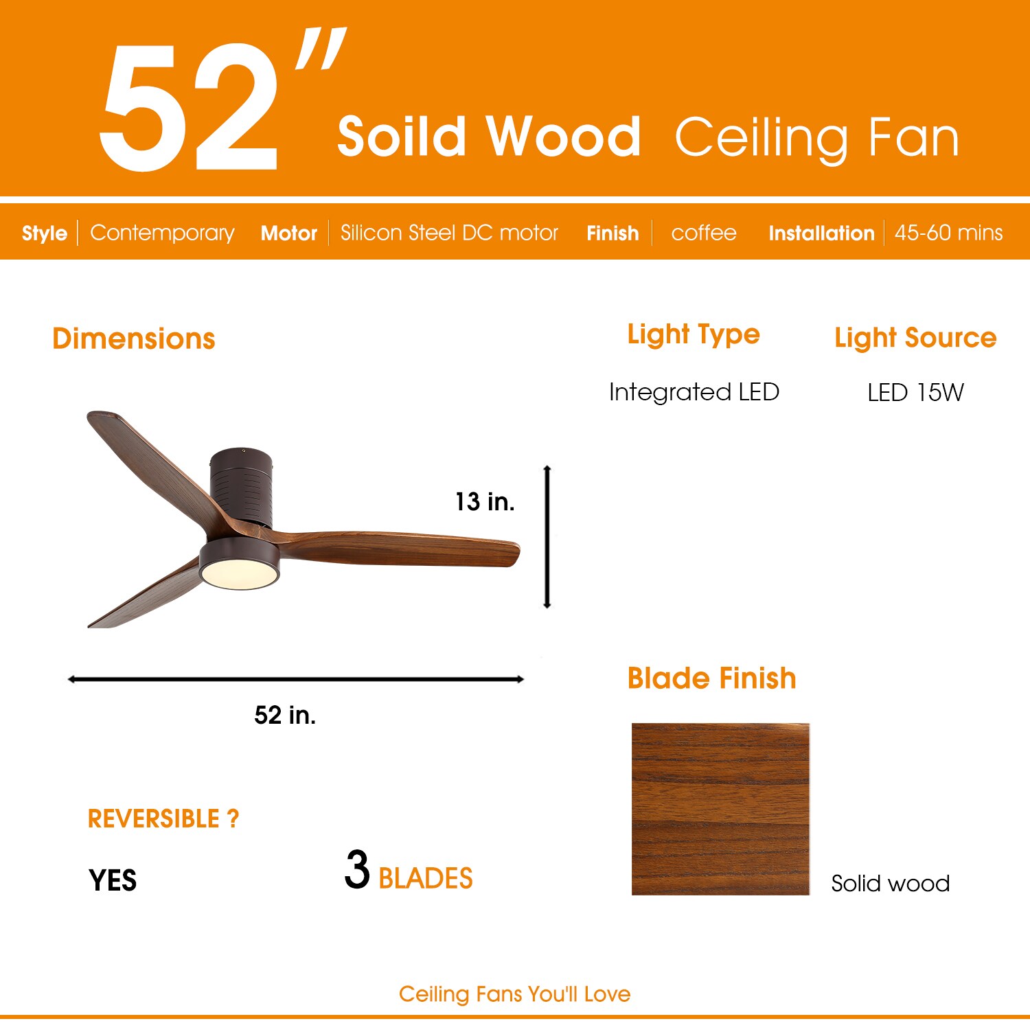 Kahomvis KB-QP52-45KF Ceiling-Fans - View #6