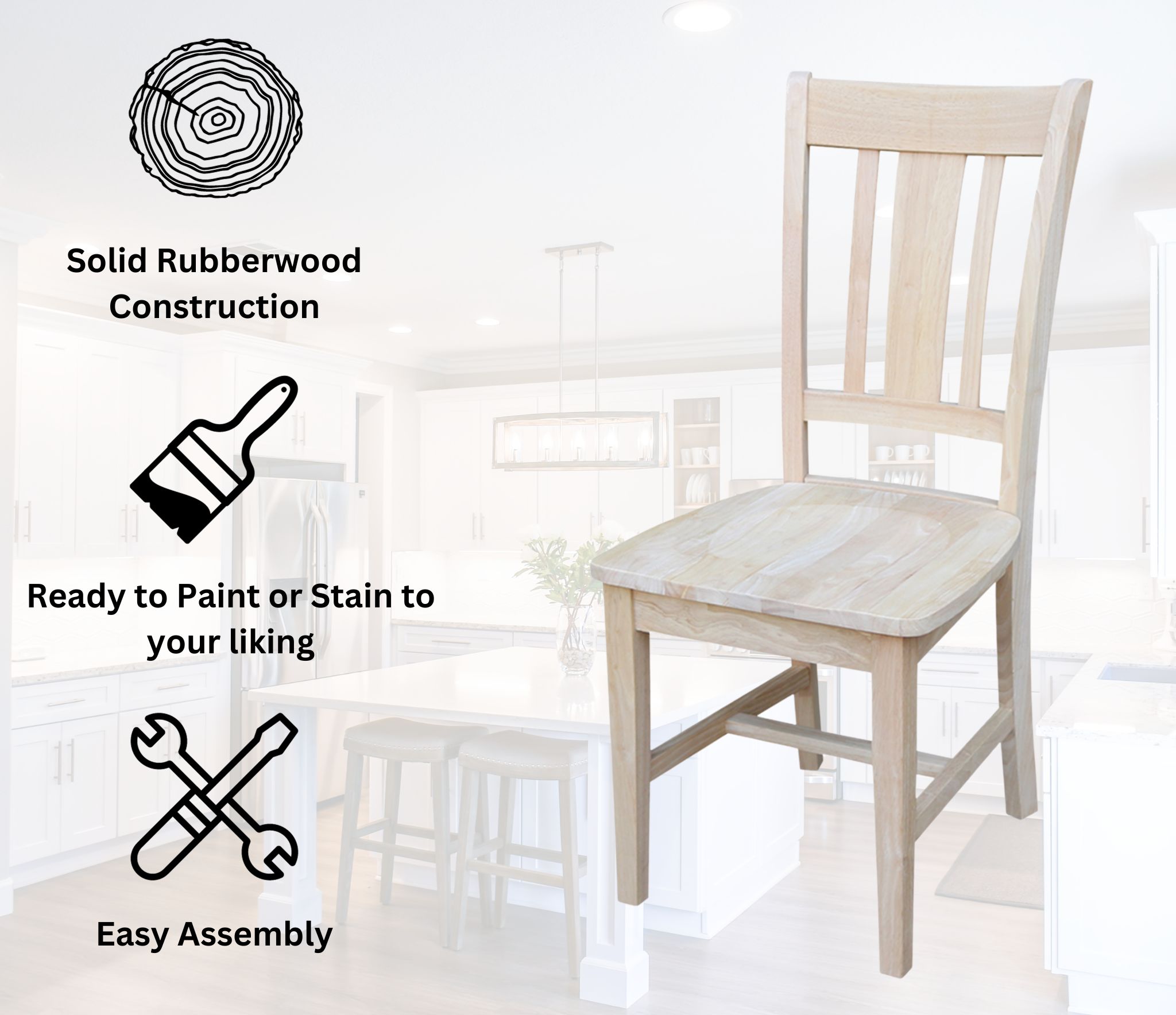 Windsor White High Slat Solid Wood Side Chair Set