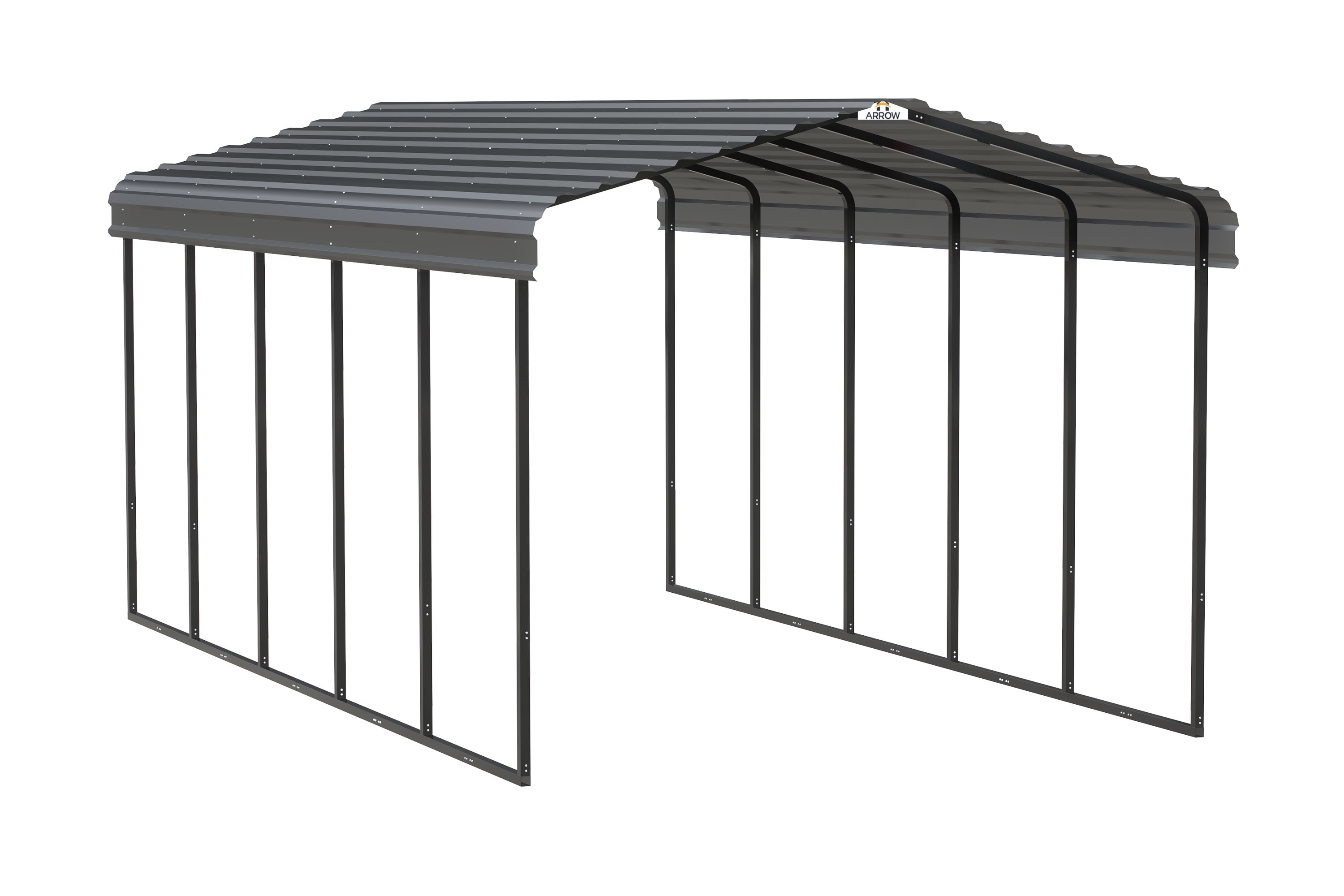 Arrow CPHC122409 12-ft W x 24-ft L x 9-ft H Charcoal Metal Carport with Metal Roof