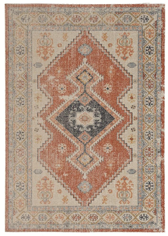 Linon RUGGZ0181 Great Zero 8 X 10 (ft) Lofton Ivory/Rust Indoor Distressed/Overdyed Area Rug