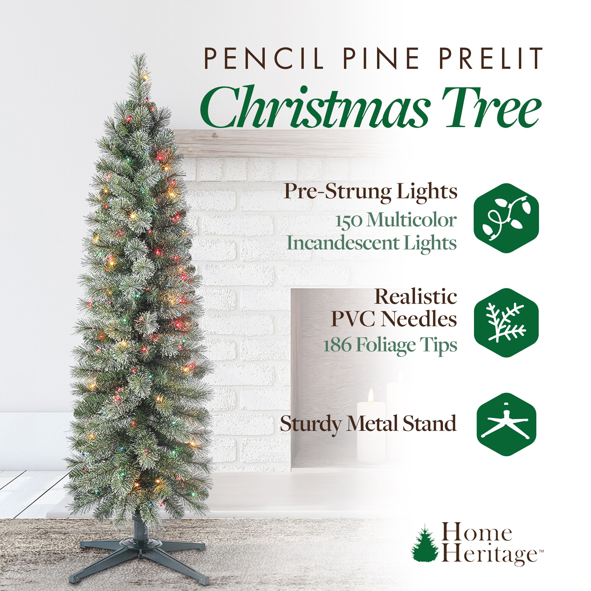 5-Foot Multi-Color Pre-Lit Pencil Pine Christmas Tree