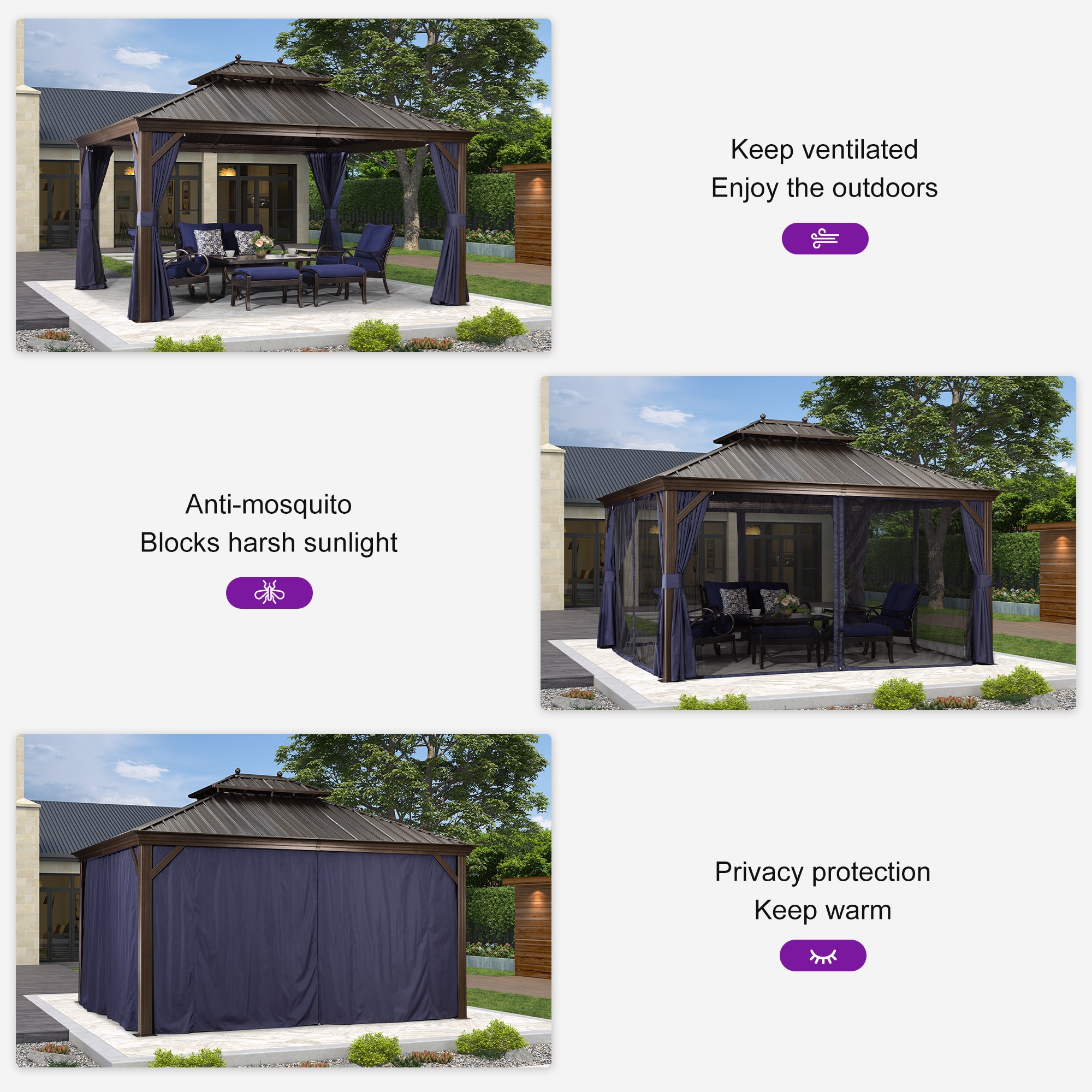 PURPLE LEAF LSMHS1214DNB Wood-Resin-Gazebos - View #9