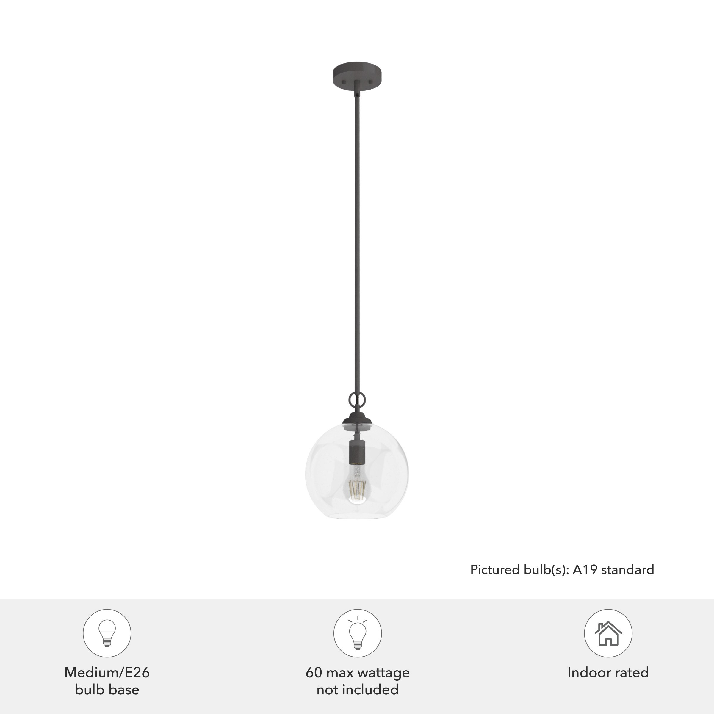 Noble Bronze Glass Globe Pendant Light with LED