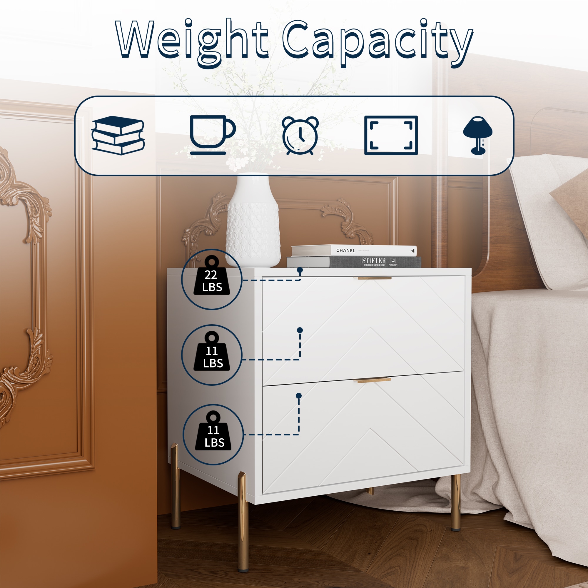 Clihome CL-CJ2C-WH nightstands - View #11