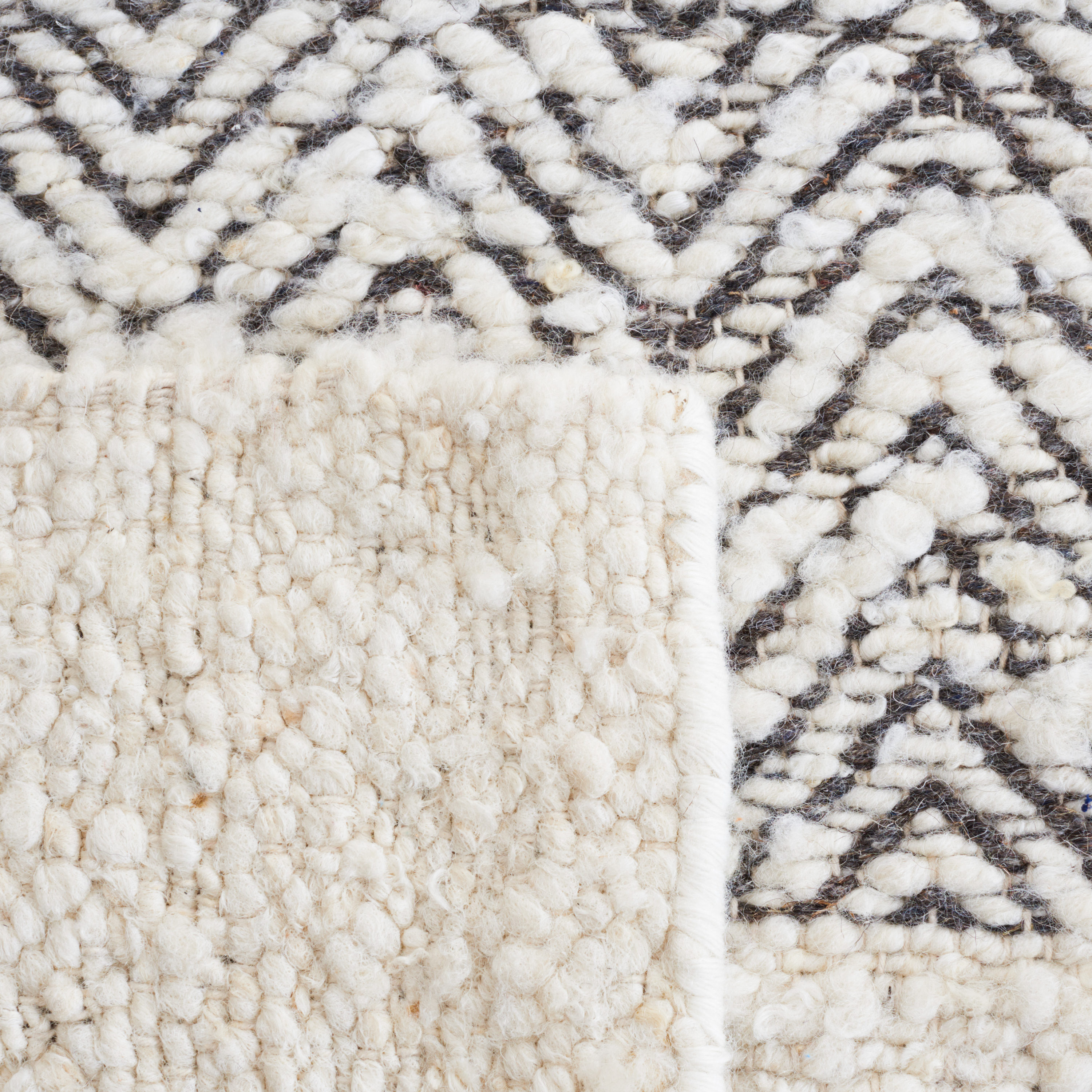 Ivory Wool and Chenille Flat Woven Runner Rug
