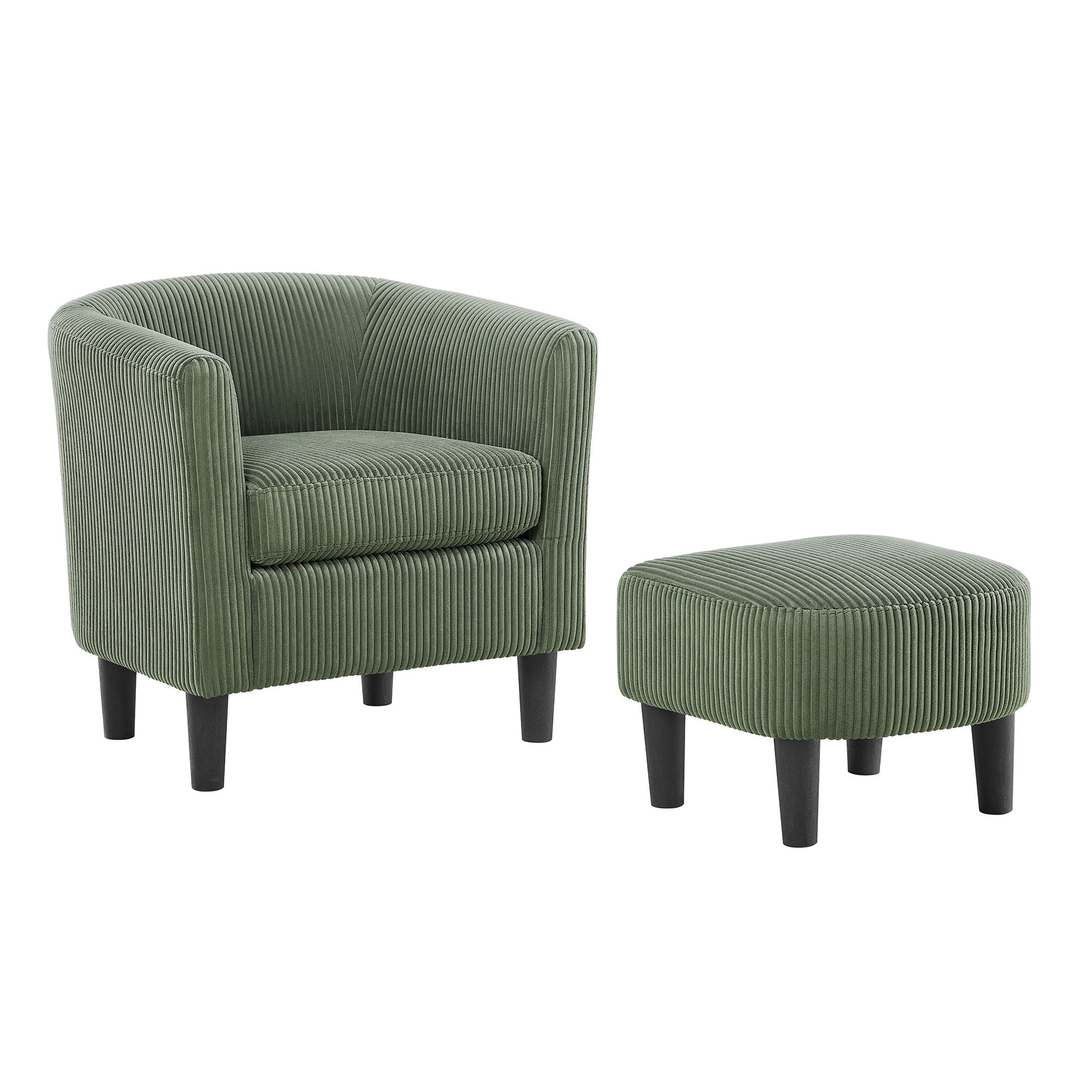 Bybafun YA6100088 Casual Green Corduroy Accent Chair