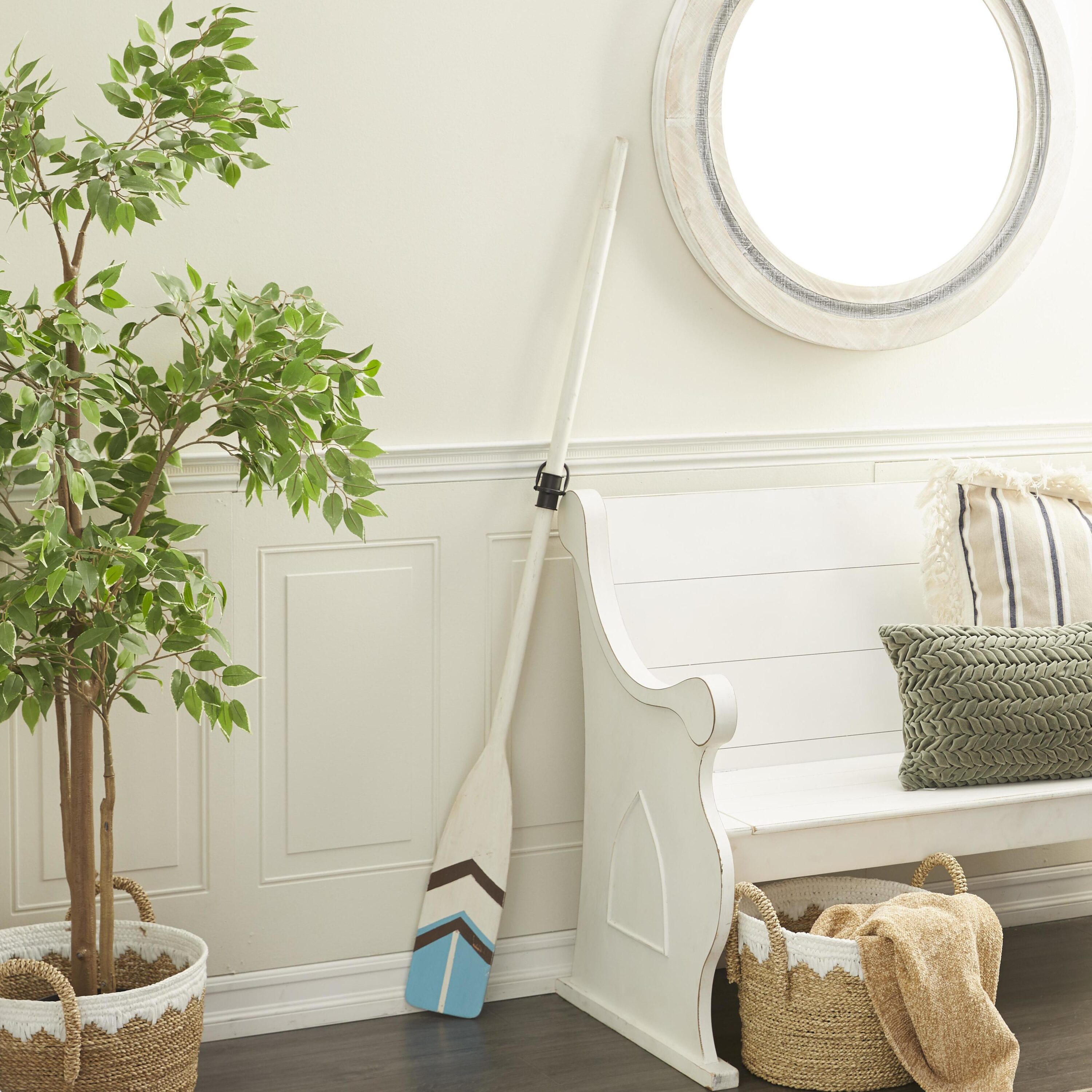 Grayson Lane 43434 6-in W x 61-in H Wood Novelty Canoe Oar with Arrow and Stripe Patterns Nautical Wall sculpture