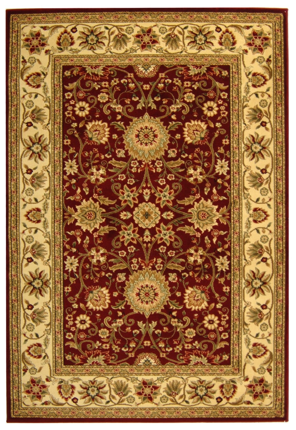 Safavieh LNH212F-5 Lyndhurst Sarouk 5 x 8 (ft) Loomed Polypropylene Red/Ivory Rectangular Indoor Floral/Botanical Oriental Area rug