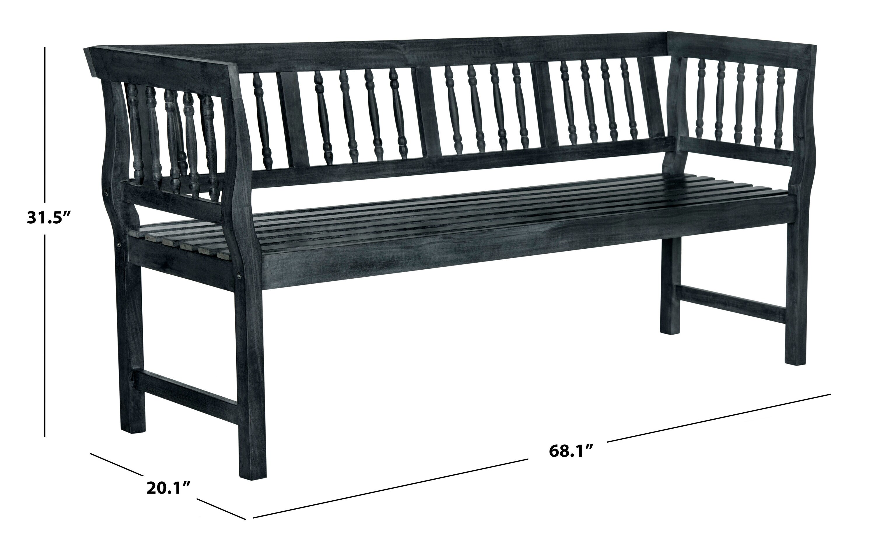 Brentwood Gray and Beige Acacia Wood Outdoor Bench