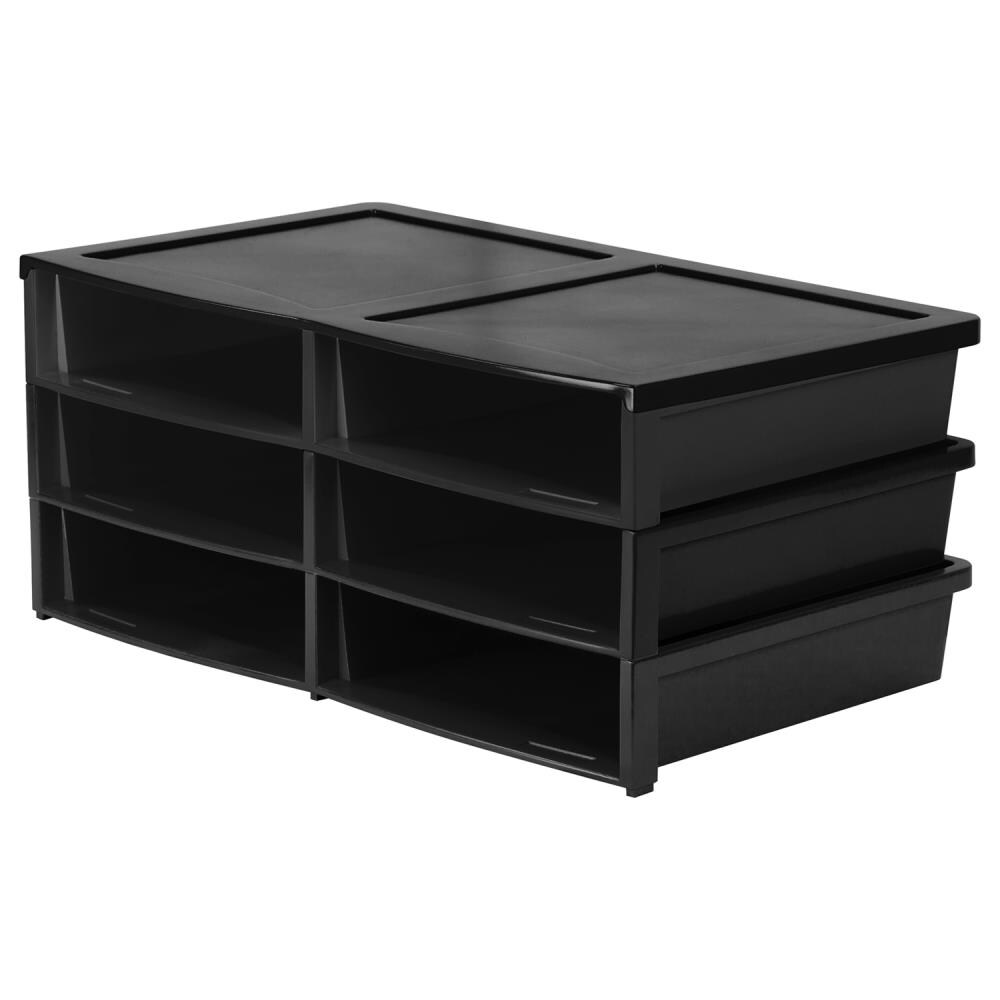Storex STX61446E01C 22-in W x 14.5-in H x 12-in D Black Plastic Stackable Tray
