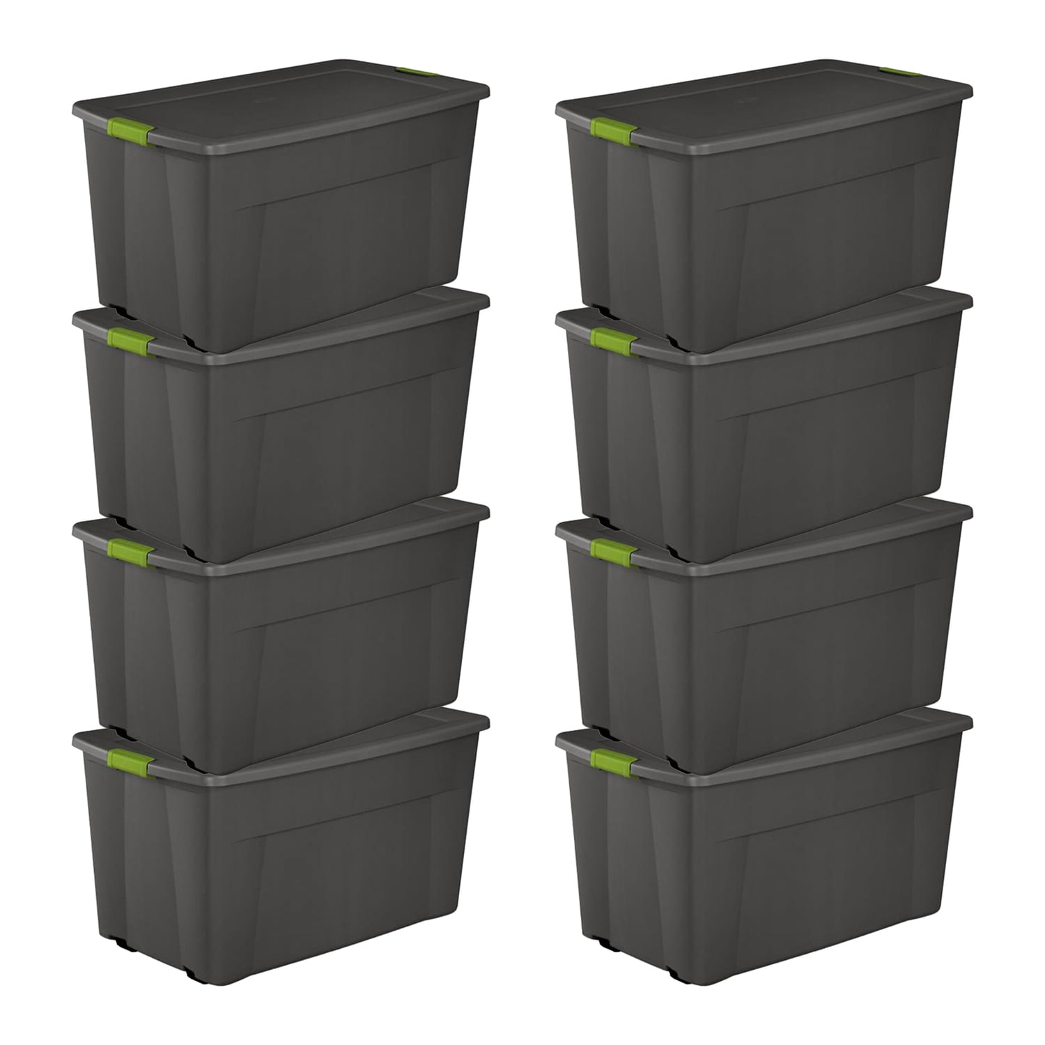 Sterilite 100372 8 -Pack X-large 45 -Gallons ( 180 -Quarts ) Gray Heavy Duty Rolling Stackable Tote with Latching Lid