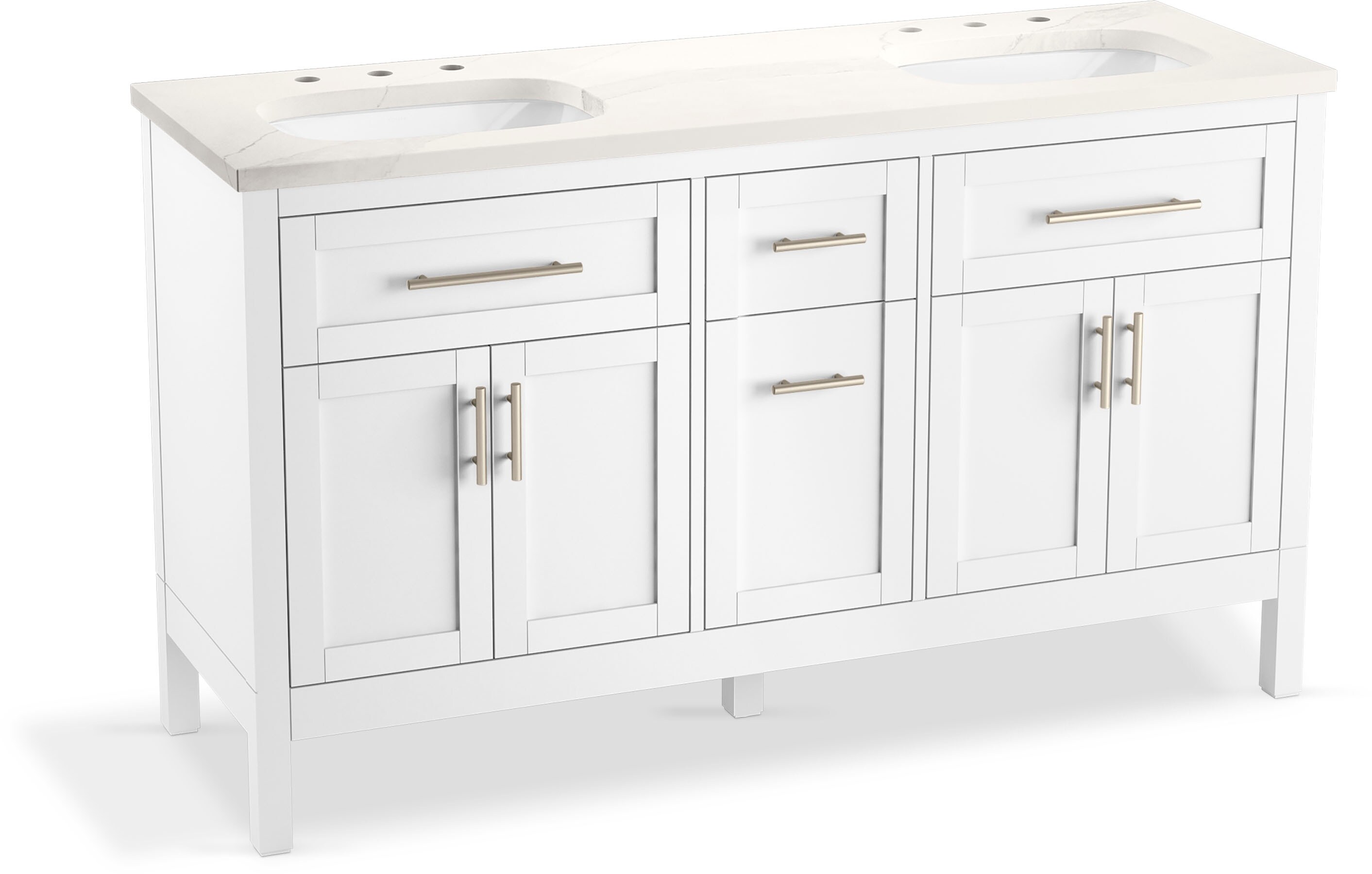 Hadron 60" White Freestanding Double Bathroom Vanity Set
