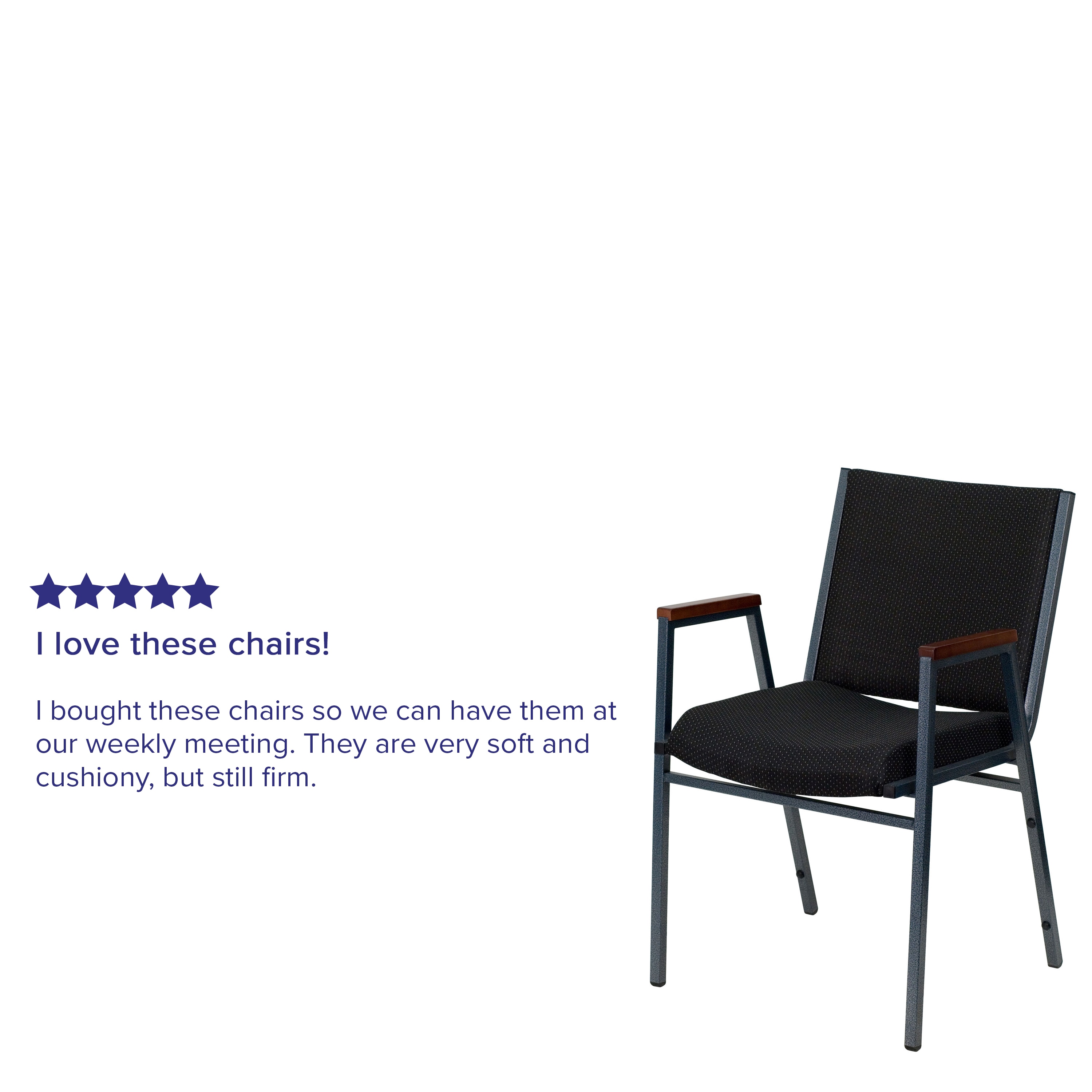 Hercules Series 31'' Heavy Duty Black Fabric Stack Chair with Silver Frame