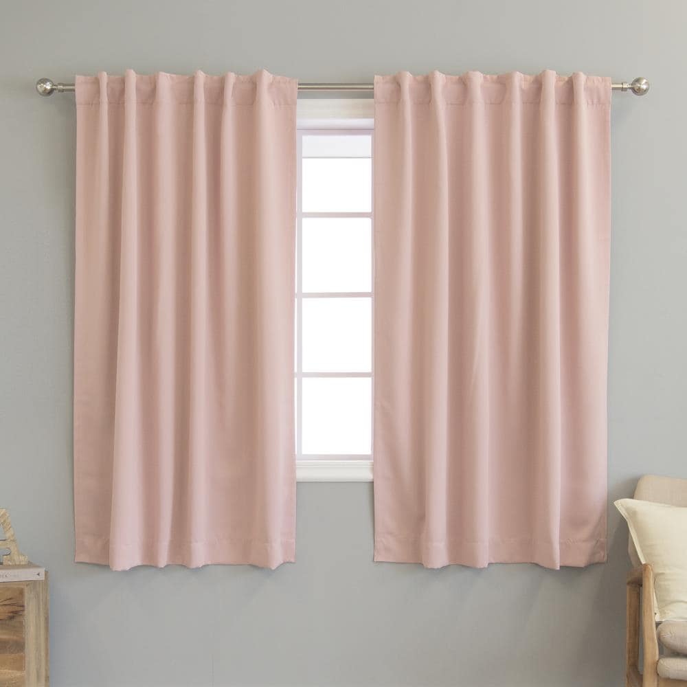 Best Home Fashion SOLID-63-DUSTYPINK 63-Inches Dusty Pink Blackout Back tab Curtain panel pair
