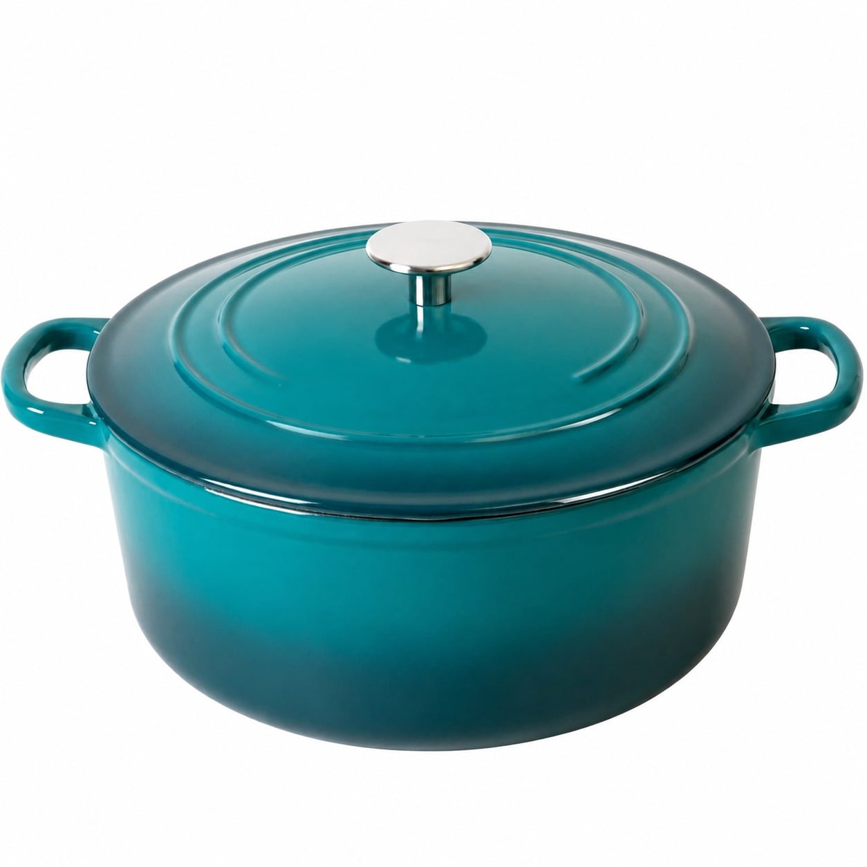Anqtovp  Enameled Cast Iron Dutch Oven with Lid 5 5 Quart Covered Pot Dual Handles Darkcyan Even Heat Retention for Cooking Baking Compatible