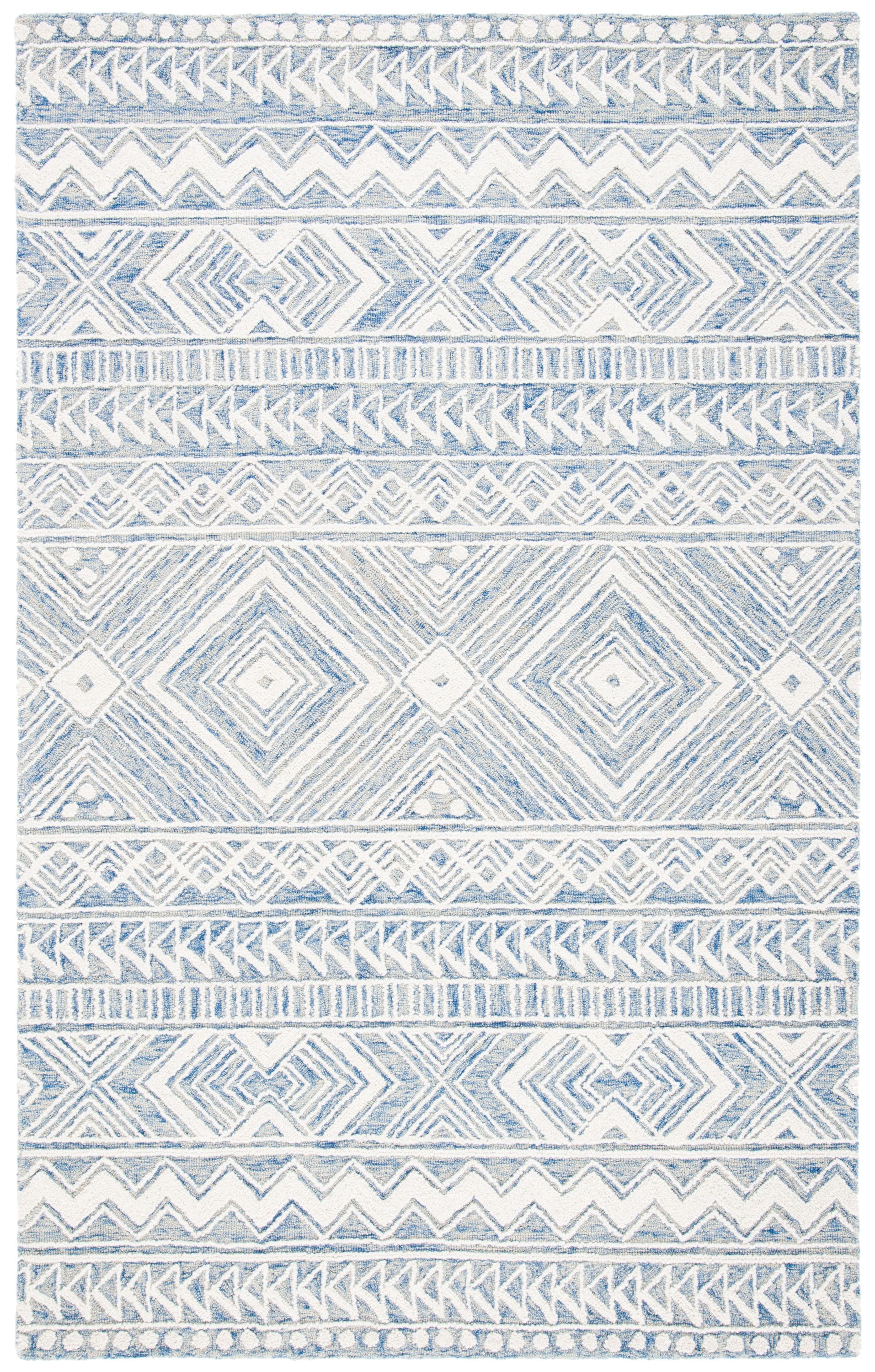 Safavieh MET908M-4 Metro Baiba 4 x 6 (ft) Tufted Wool Blue/Ivory Rectangular Indoor Abstract Bohemian/Eclectic Area rug