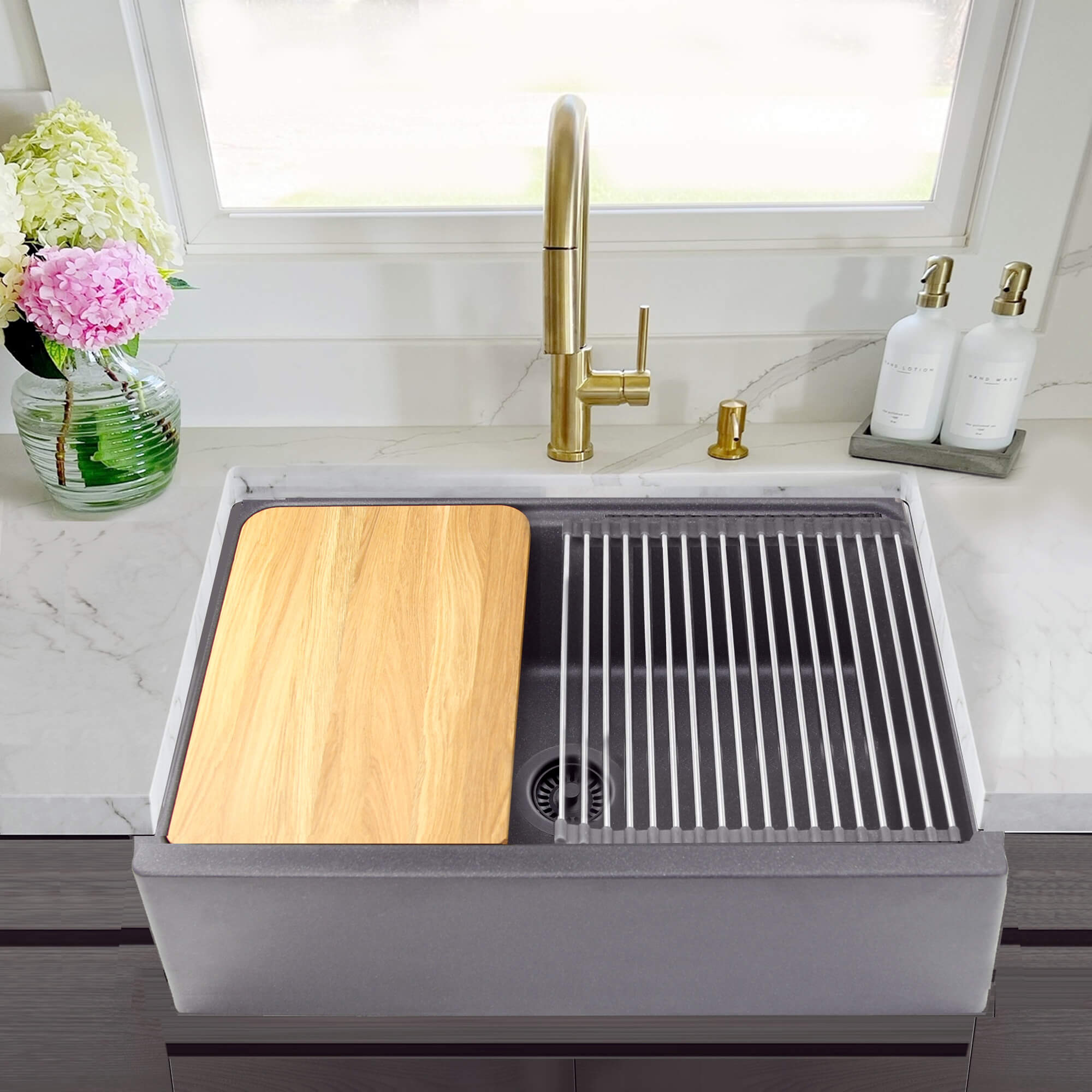 Nantucket  Sinks PR3020-APS-TI 30 inch Reversible Granite Composite Apron Sink