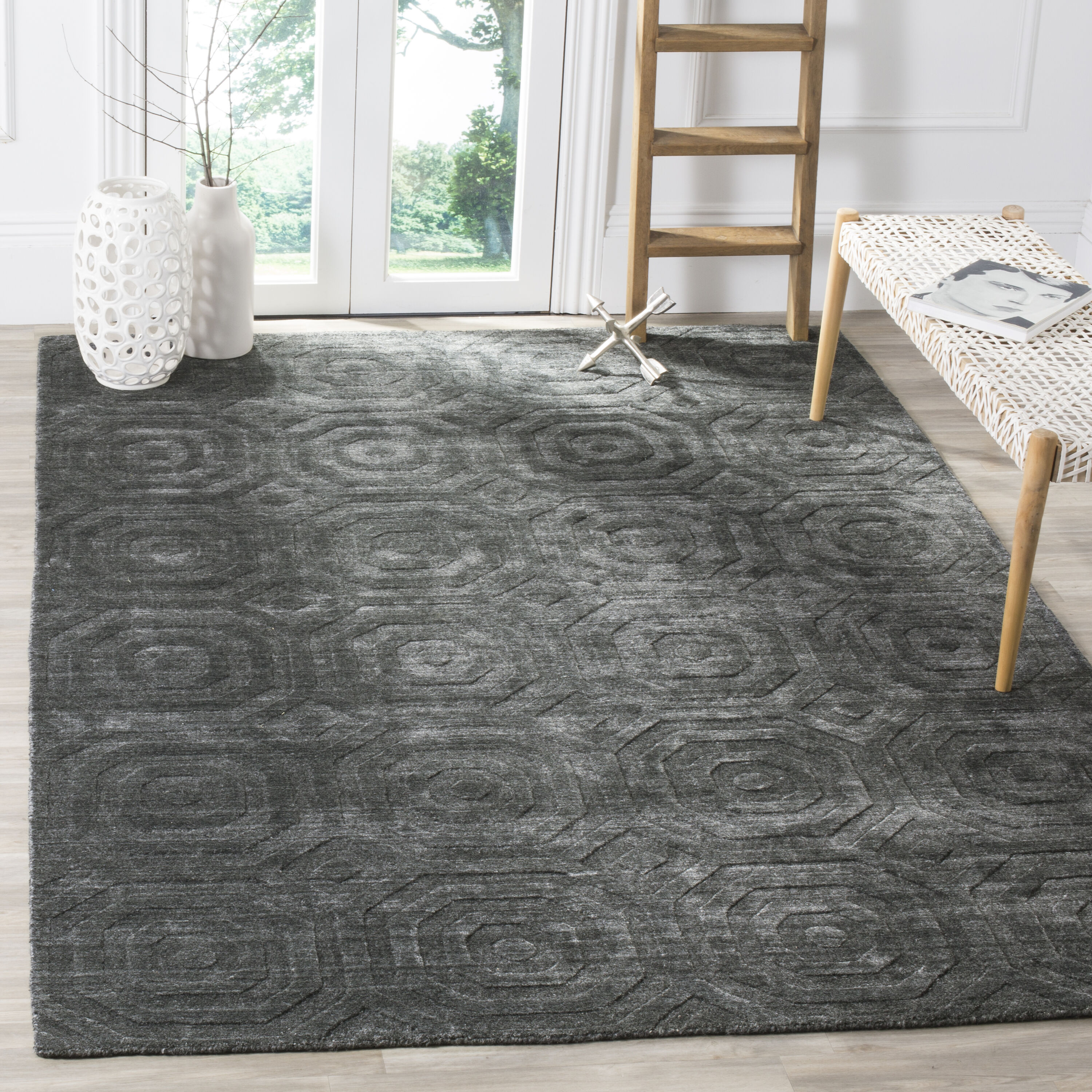  Elements 633 Dark Gray Contemporary 6ft x 9ft Medium Rectangle Rug