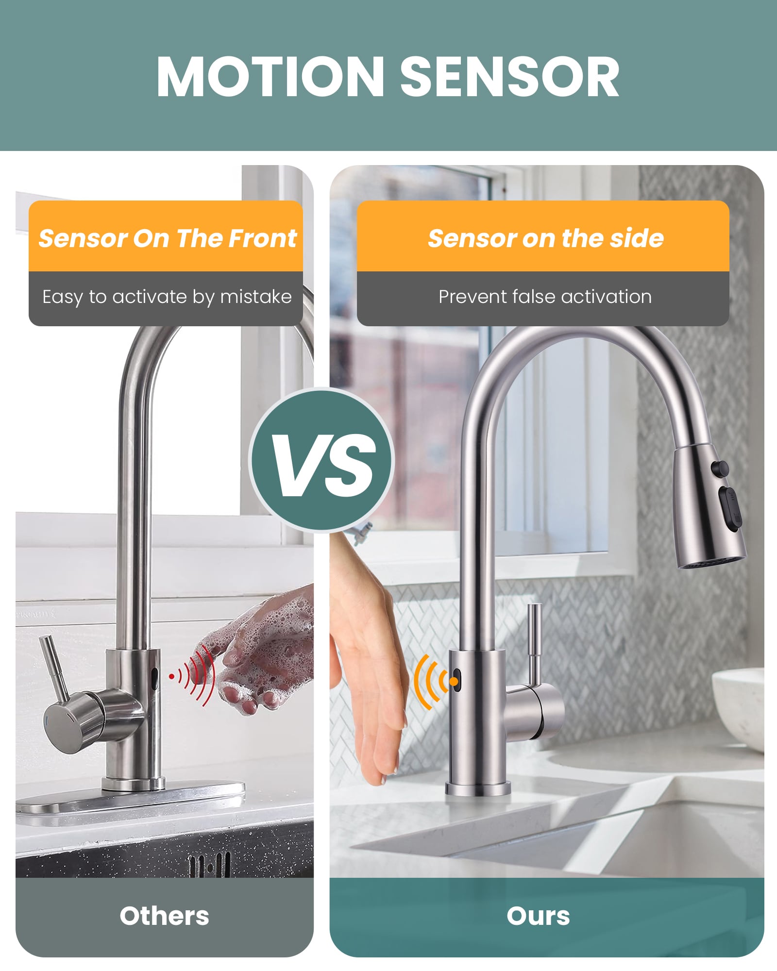 Stainless Steel Touchless Kitchen Faucet with Sprayer