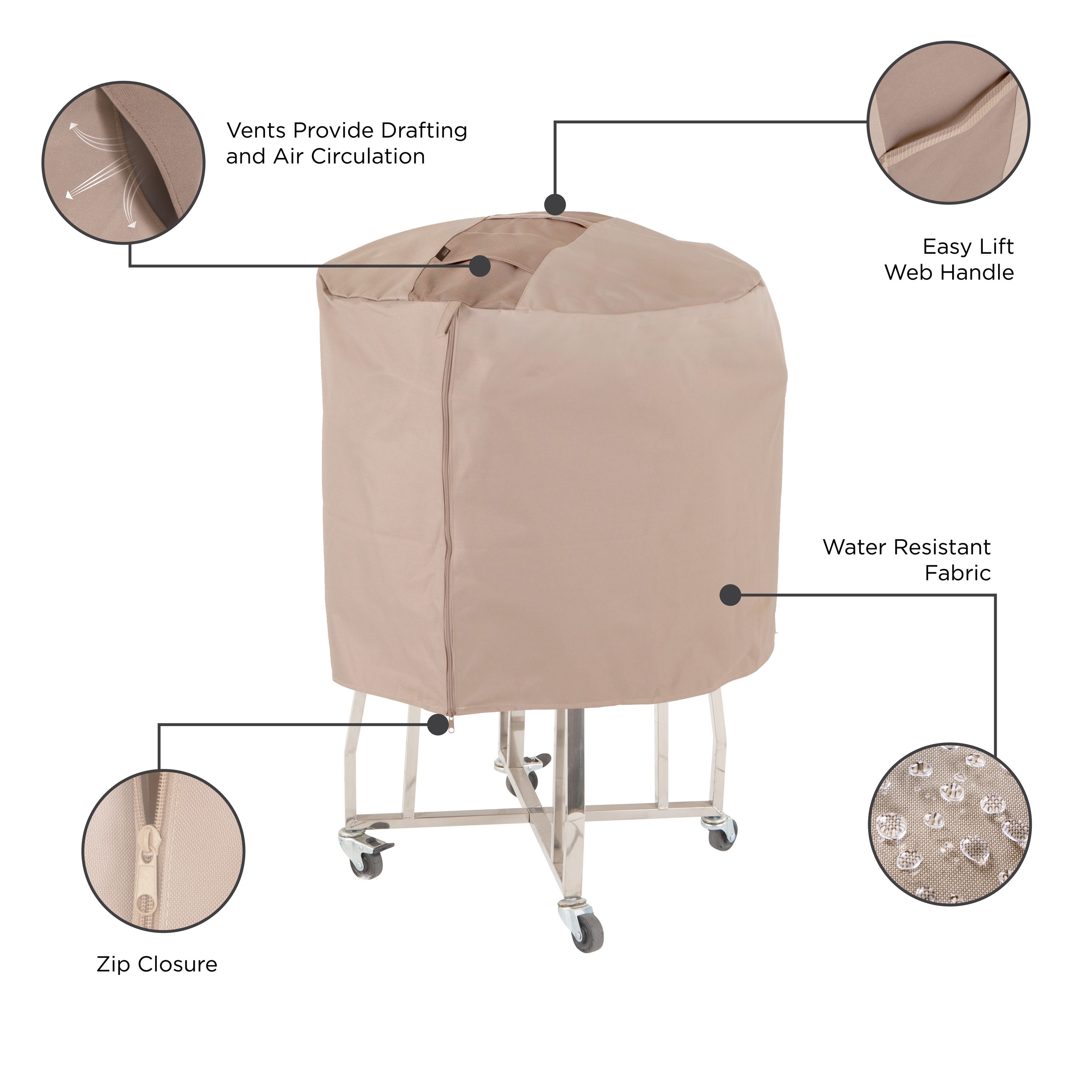 Modern Leisure Monterey 44.5-in W x 44.5-in H Beige Charcoal Kettle Grill  Cover in the Grill Covers department at
