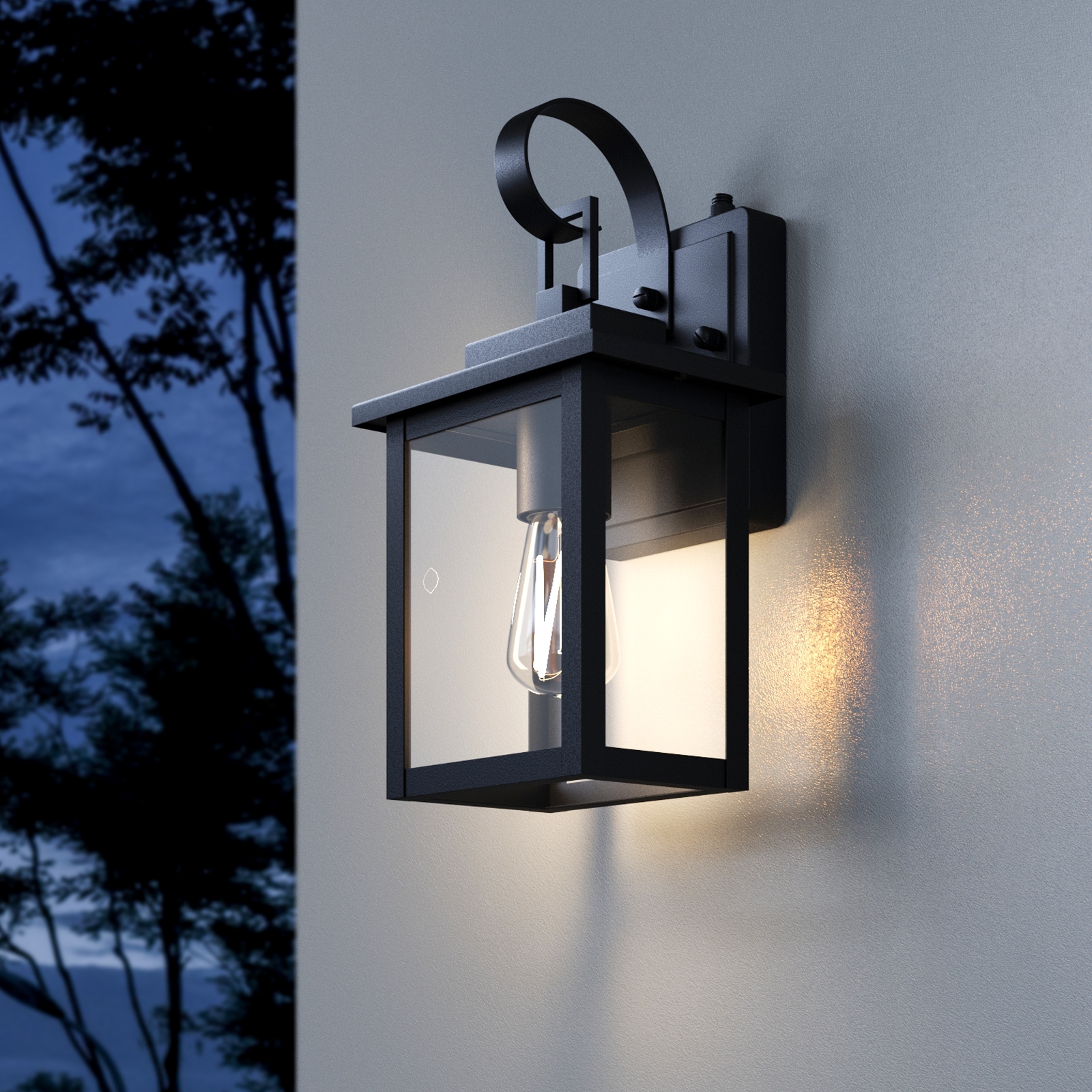 Matte Black 12" Outdoor Wall Sconce with Clear Glass