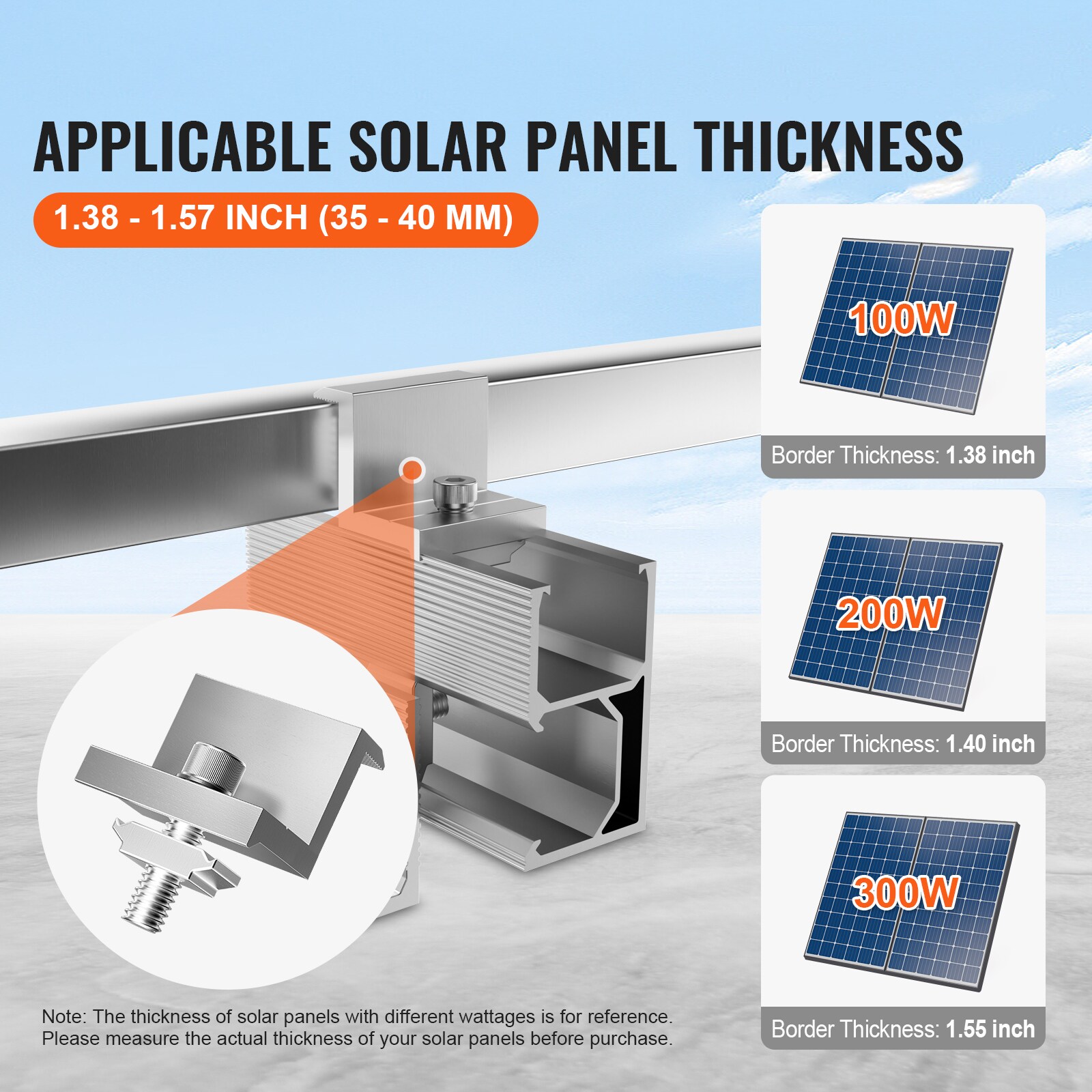 VEVOR Solar Panel Mounting Brackets Solar Panel Mount Kit with 4 x 30in ...