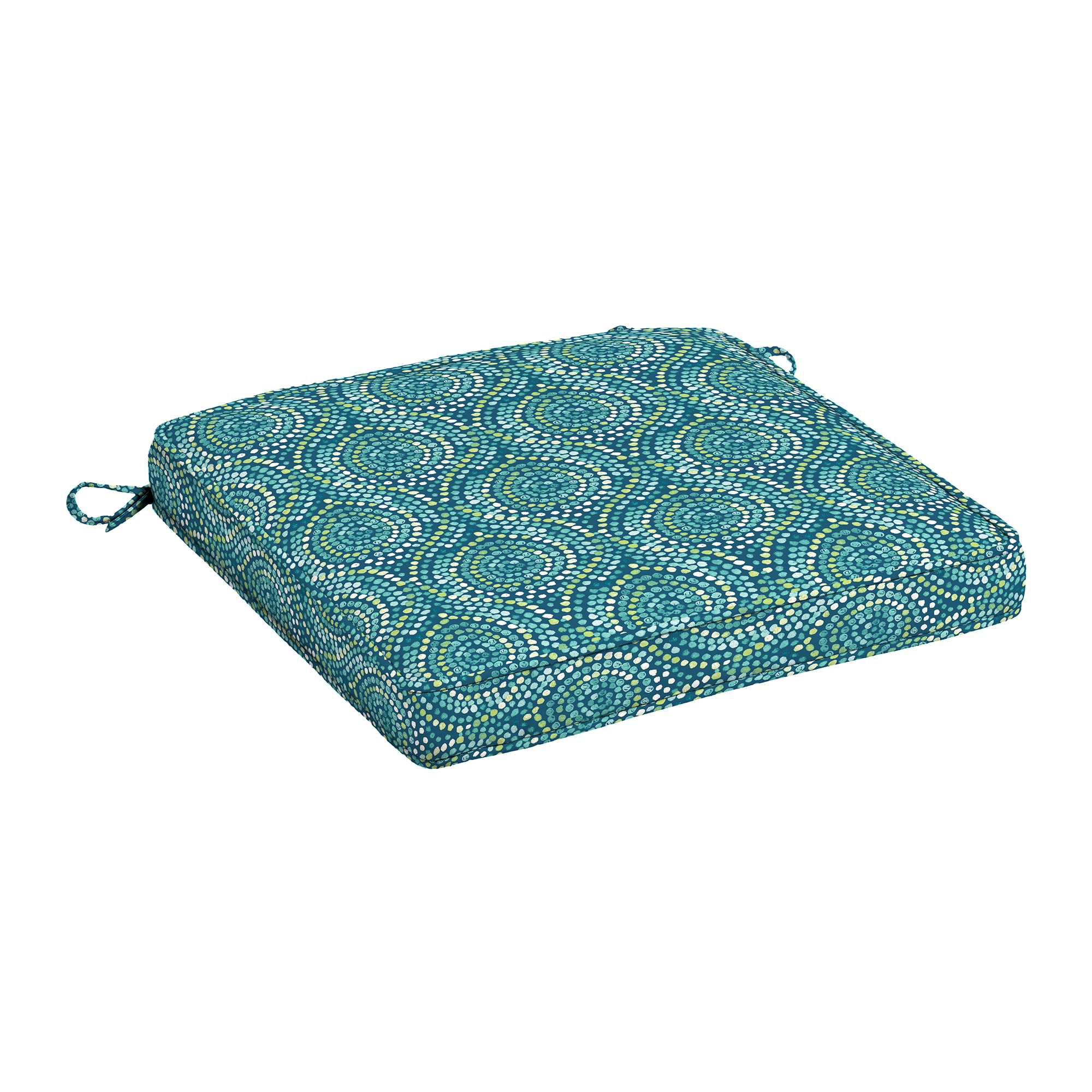 Style Selections (1-Pack) 20-in x 20-in Teal Medallion Patio chair cushion