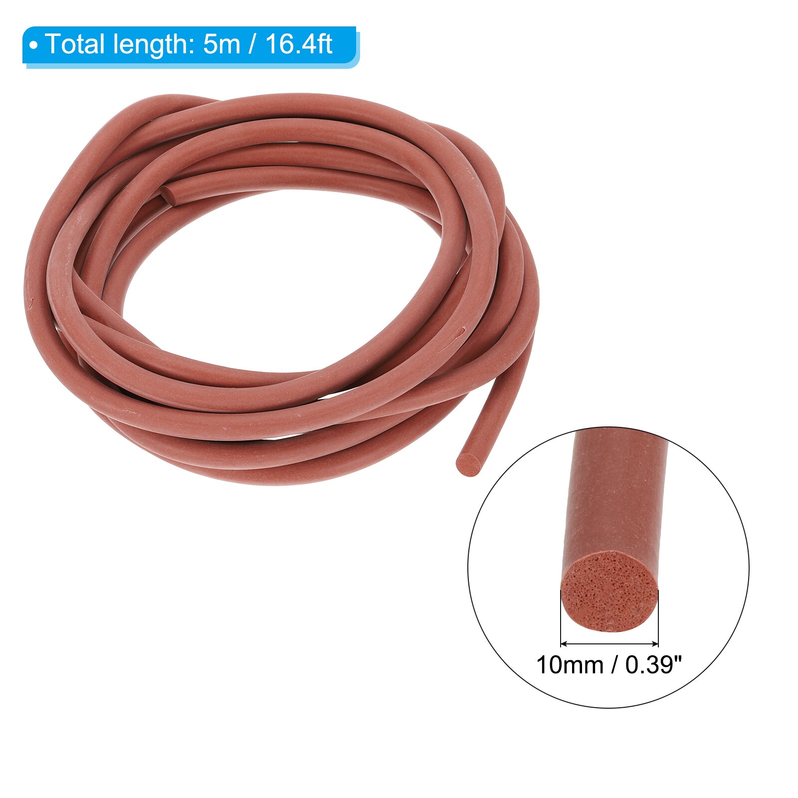 PATIKIL Silicone Foam Seal Strip 5Meters 10mm/0.39Inch Dia Round High ...