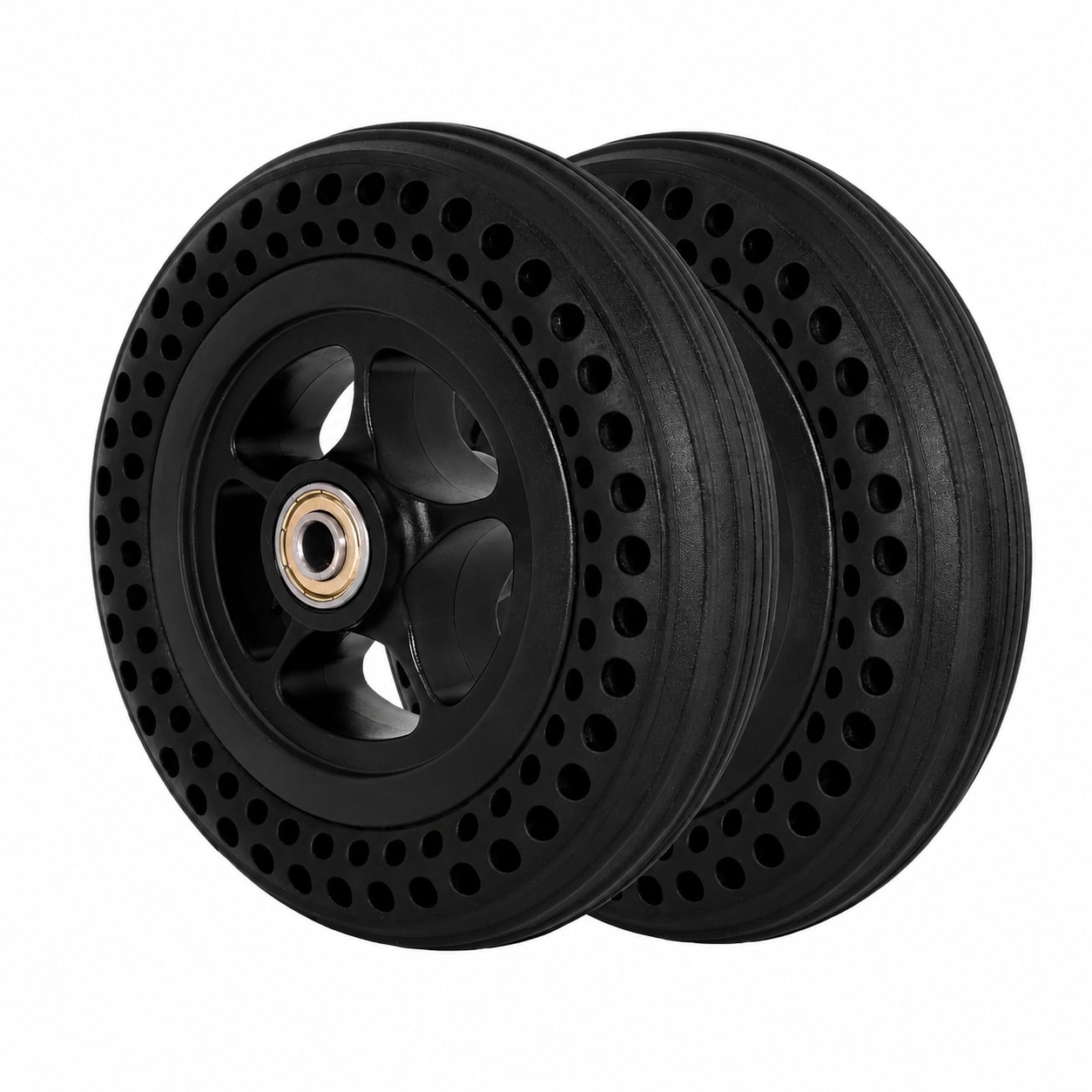 Aoibox  6 in x 1 4 in Solid Honeycomb Rubber Wheelchair Wheel Assembly with Anti Slip Tread 8mm Bearing Pair
