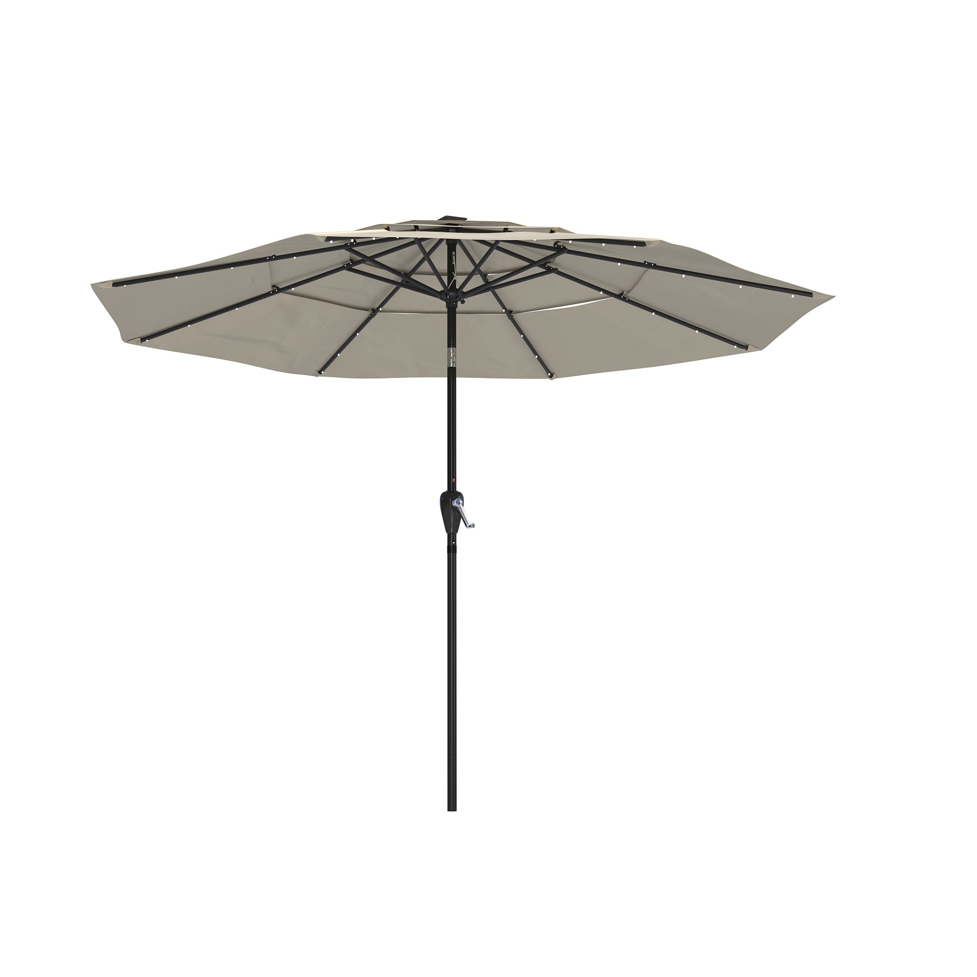 CASAINC WF-ED9190004001 10-ft Aluminum Beige Crank Market Patio Umbrella with Lights
