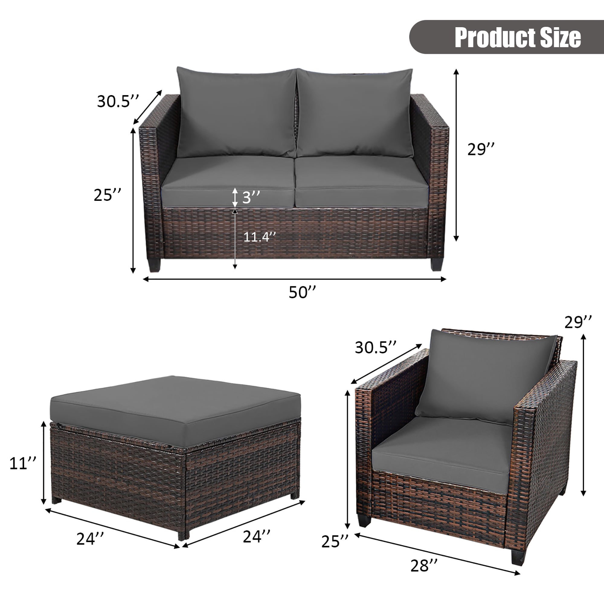 Costway HW67697AGR+ Patio-Conversation-Sets - View #7
