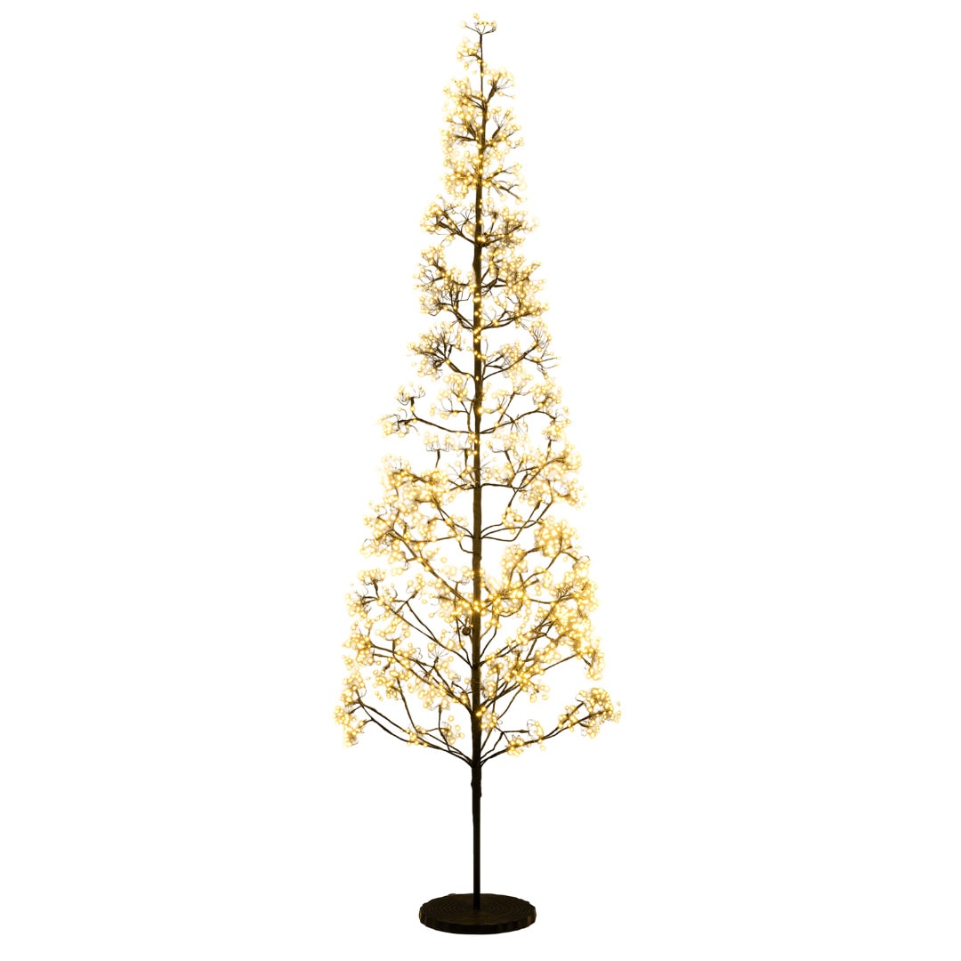 Slickblue 5/6/7 ft Pre-lit Full Artificial Christmas Tree with Warm White LED Lights String Lights and Weighted Base for Living Room Office Party or Wedding