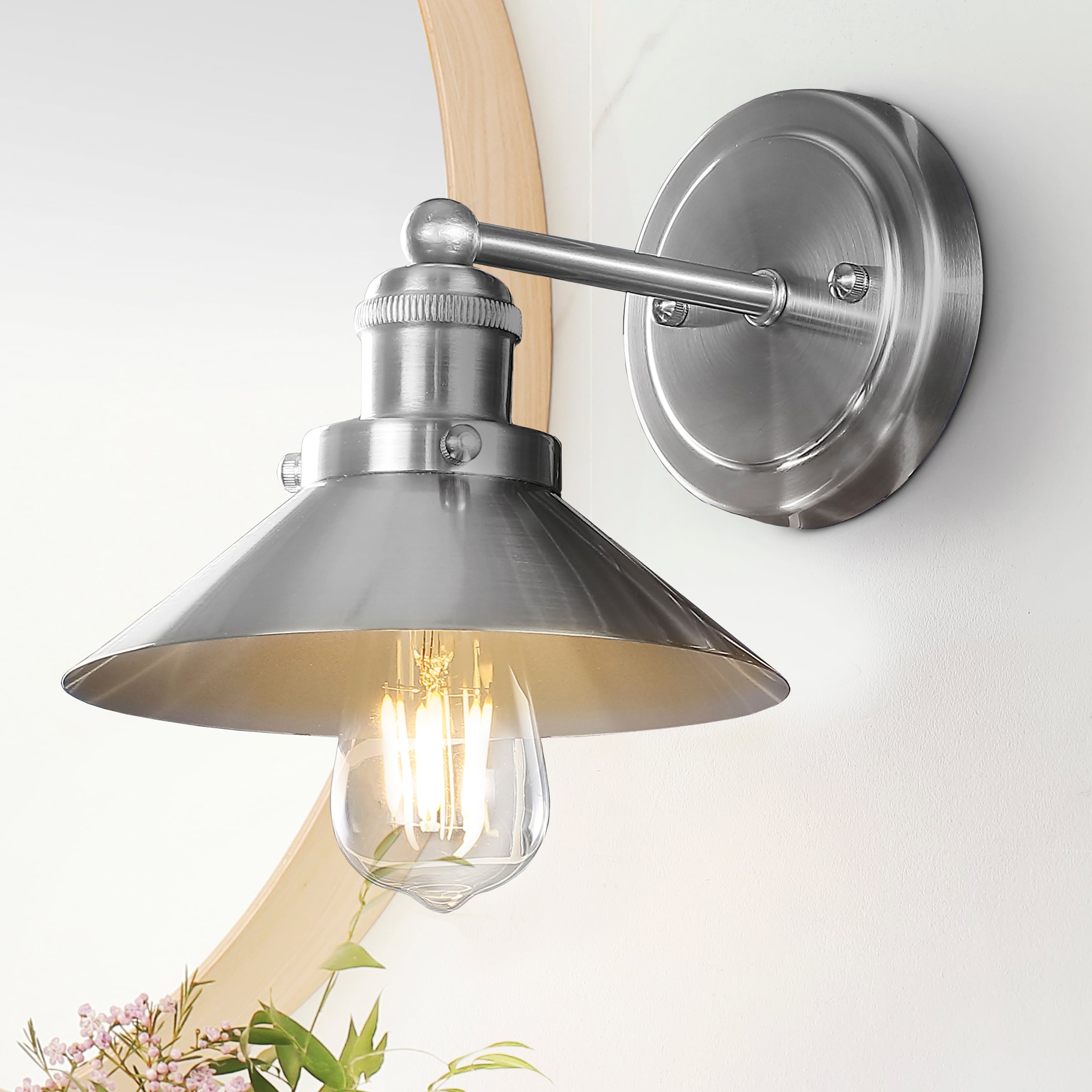 JONATHAN  Y JYL7426B July Metal Transitional 7.88-in 1 -Light Brushed Nickel Modern/contemporary Vanity light