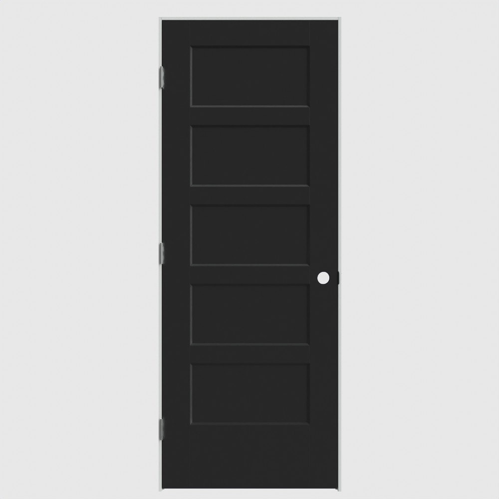 Masonite 640616 30-in x 80-in Midnight Solid core 5-panel square Right hand Smooth Primed Molded composite Single Prehung Interior Door