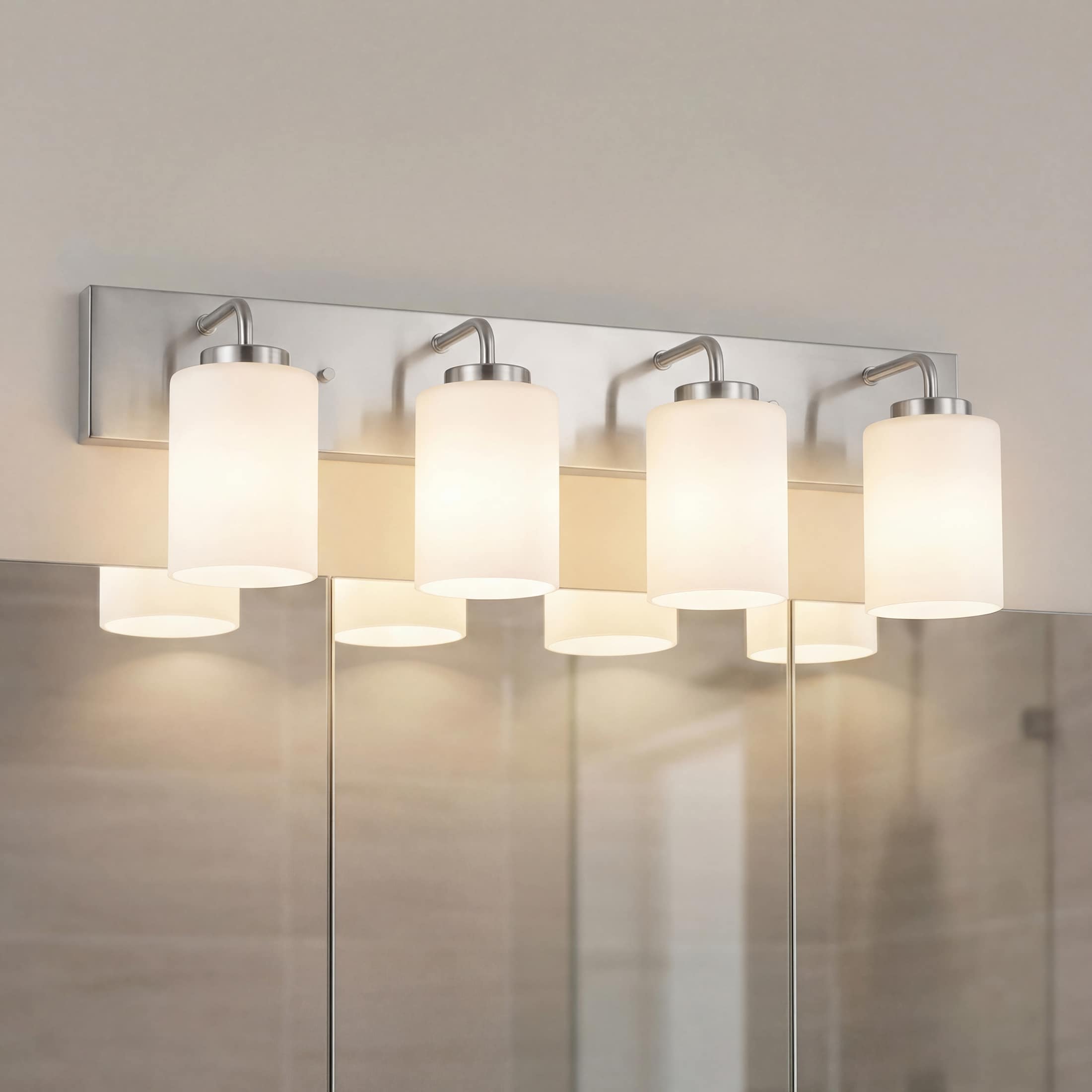 Progress Lighting Merry 30-in 4 Light Brushed Nickel Modern/contemporary Bathroom Vanity light
