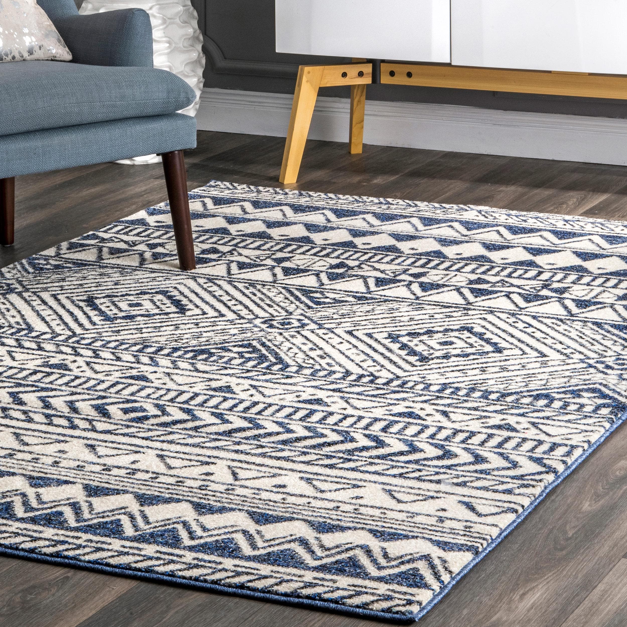 nuLOOM Becky 6 x 6 Navy Square Indoor Geometric Area Rug at Lowes.com