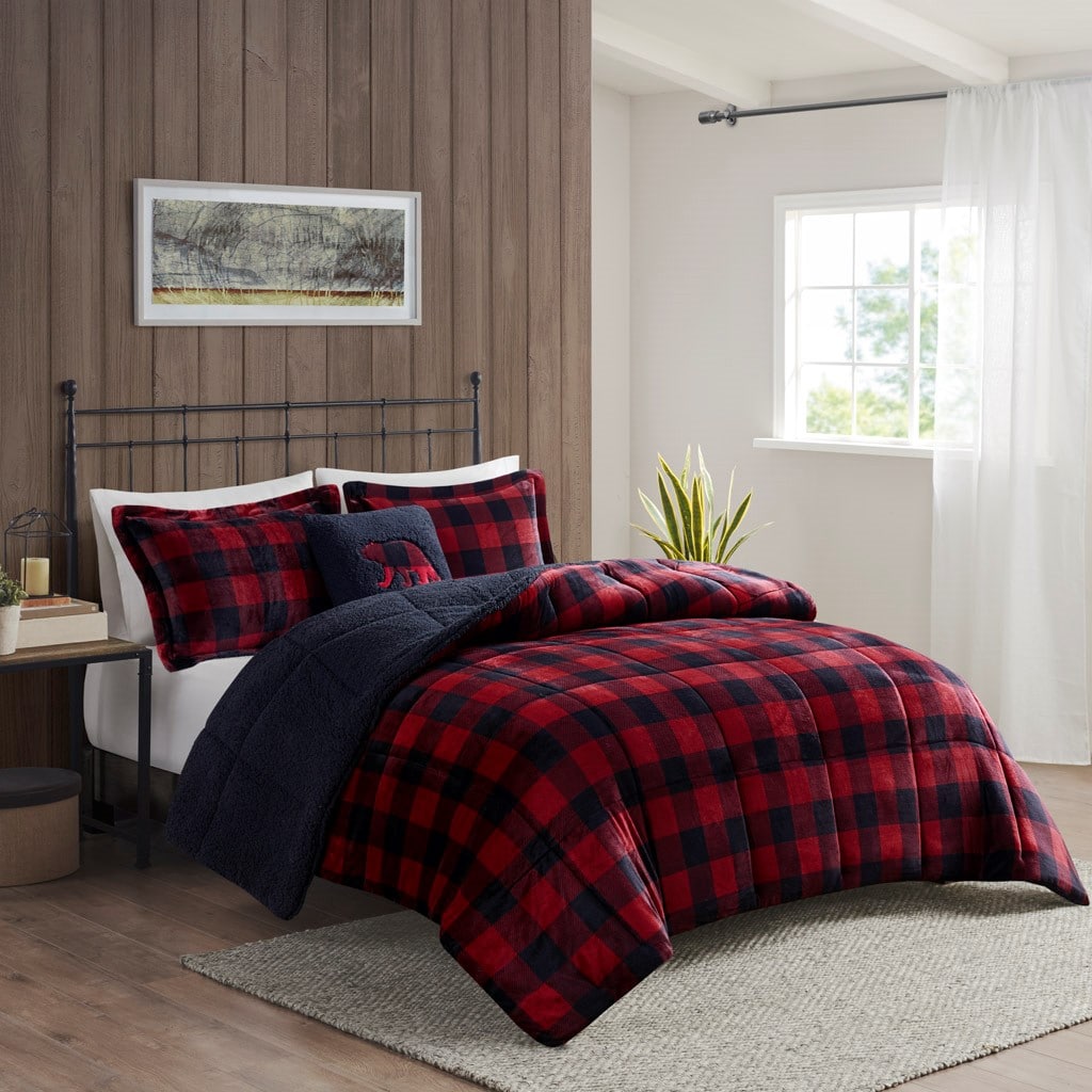 Tinyhomie Full/Queen Plush to Sherpa Down Alternative Comforter Set