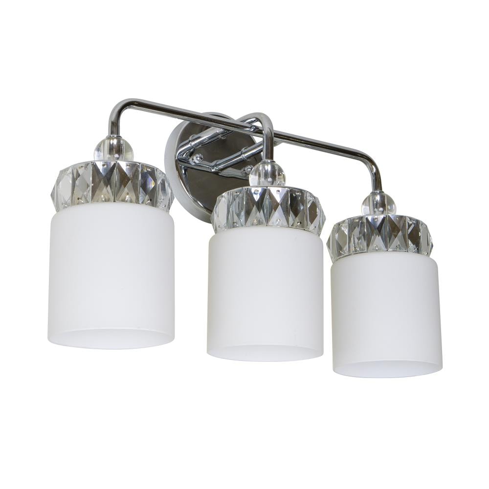 Decor Therapy WL1158 17.75-in 3-Light Chrome, White Crystal, Clear Glass Crystals Modern/Contemporary Vanity Light