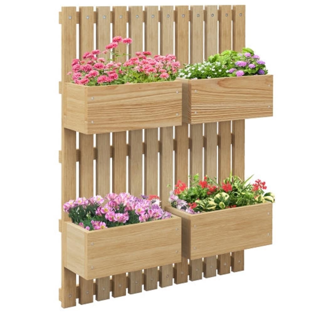ZAKLOOP WU2225P174393 6.25-in W x 23.5-in L x 31.5-in H Brown Wood Raised Planter Box