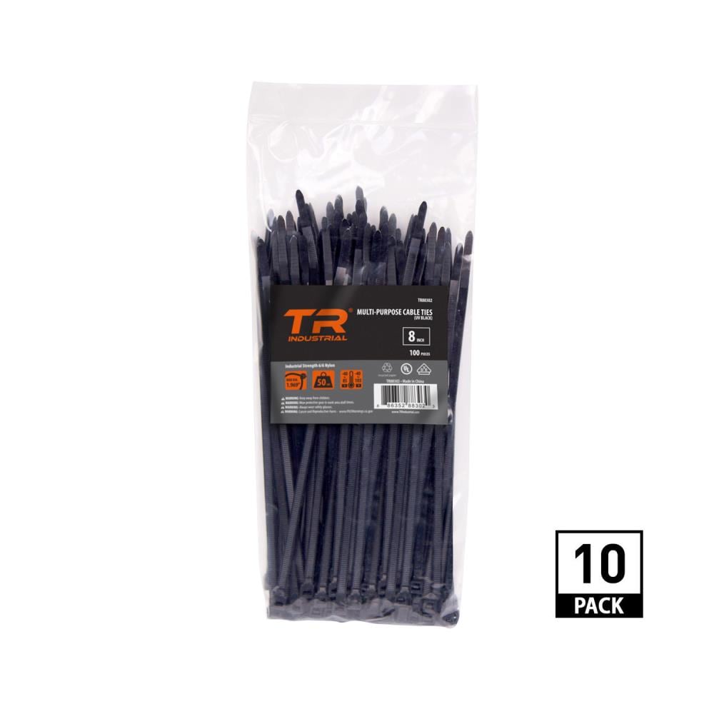 1000 PACK 8" INCH BLACK ZIP TIES w/ MOUNTING SCREW NAIL HOLE NYLON CABLE TY WRAP 