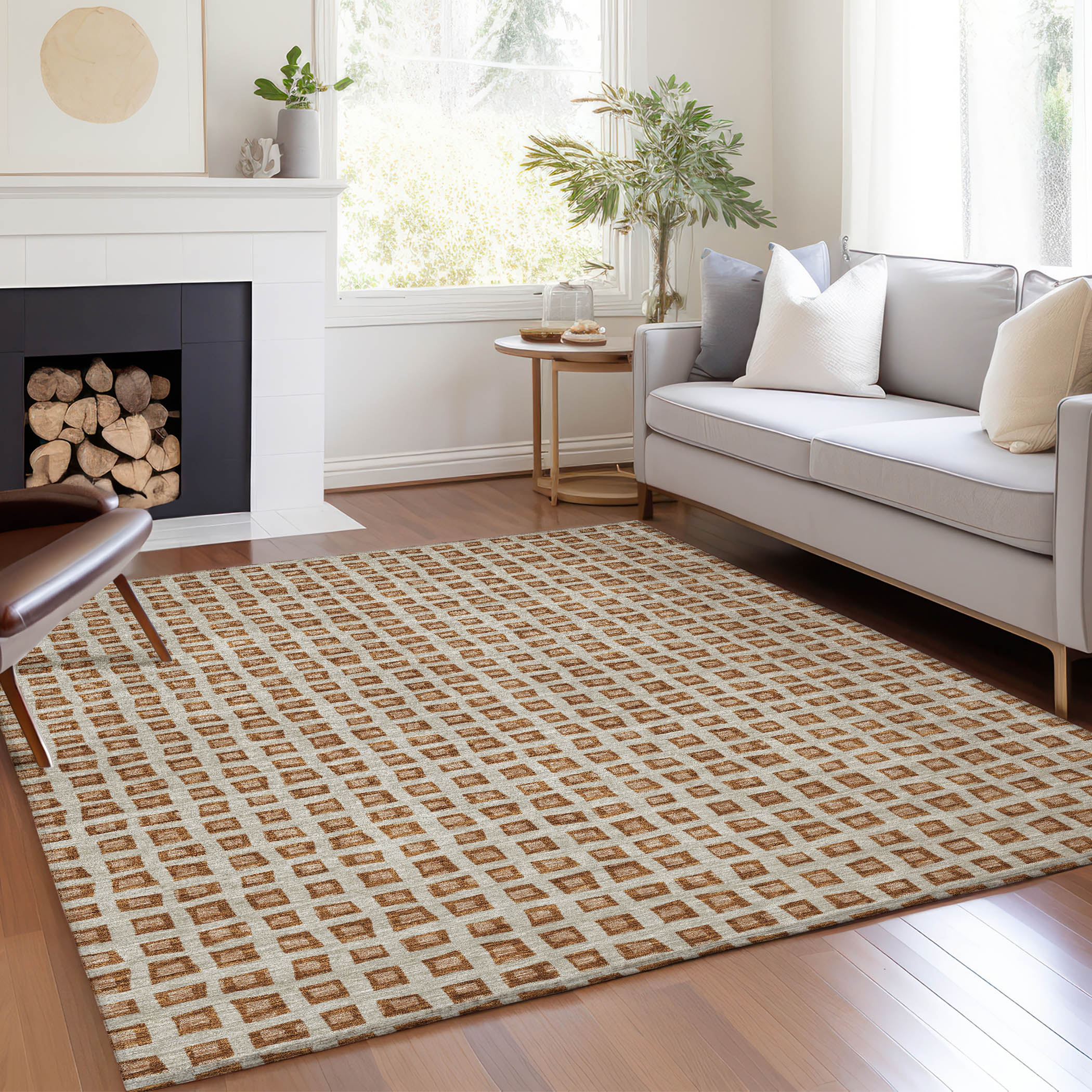 Addison Rugs ACN727PK3X5 Chantille ACN727PK 3 x 5 (ft) Polyester Paprika Rectangular Indoor/Outdoor Geometric Machine washable Area rug