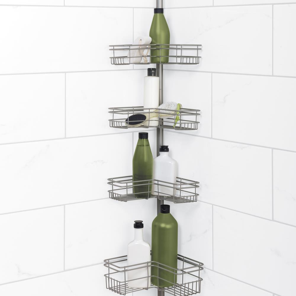 Zenith 97-in H Steel Chrome Tension Pole Freestanding Shower Caddy at