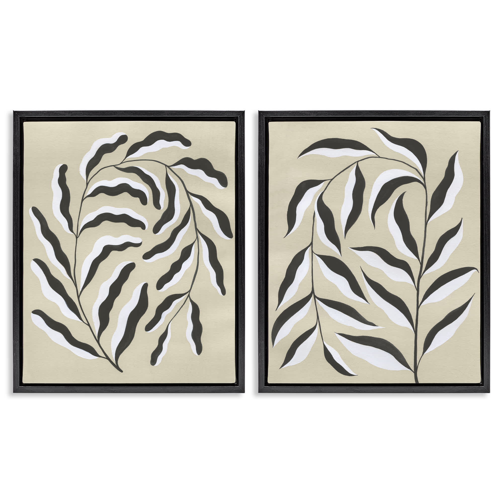 Stupell Industries B2-773-FFB-2PC-24X30 Midcentury Mod Botanicals 2pc Floating Frame Set design by Grace Popp