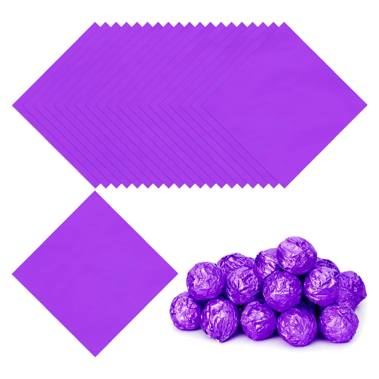 PATIKIL Foil Candy Wrappers 4.7x4.7inch 100pcs Square Glossy Aluminium Foil Candy Wrapping Paper for DIY Chocolate Candies Packaging Decoration Purple #S26042200UX3805