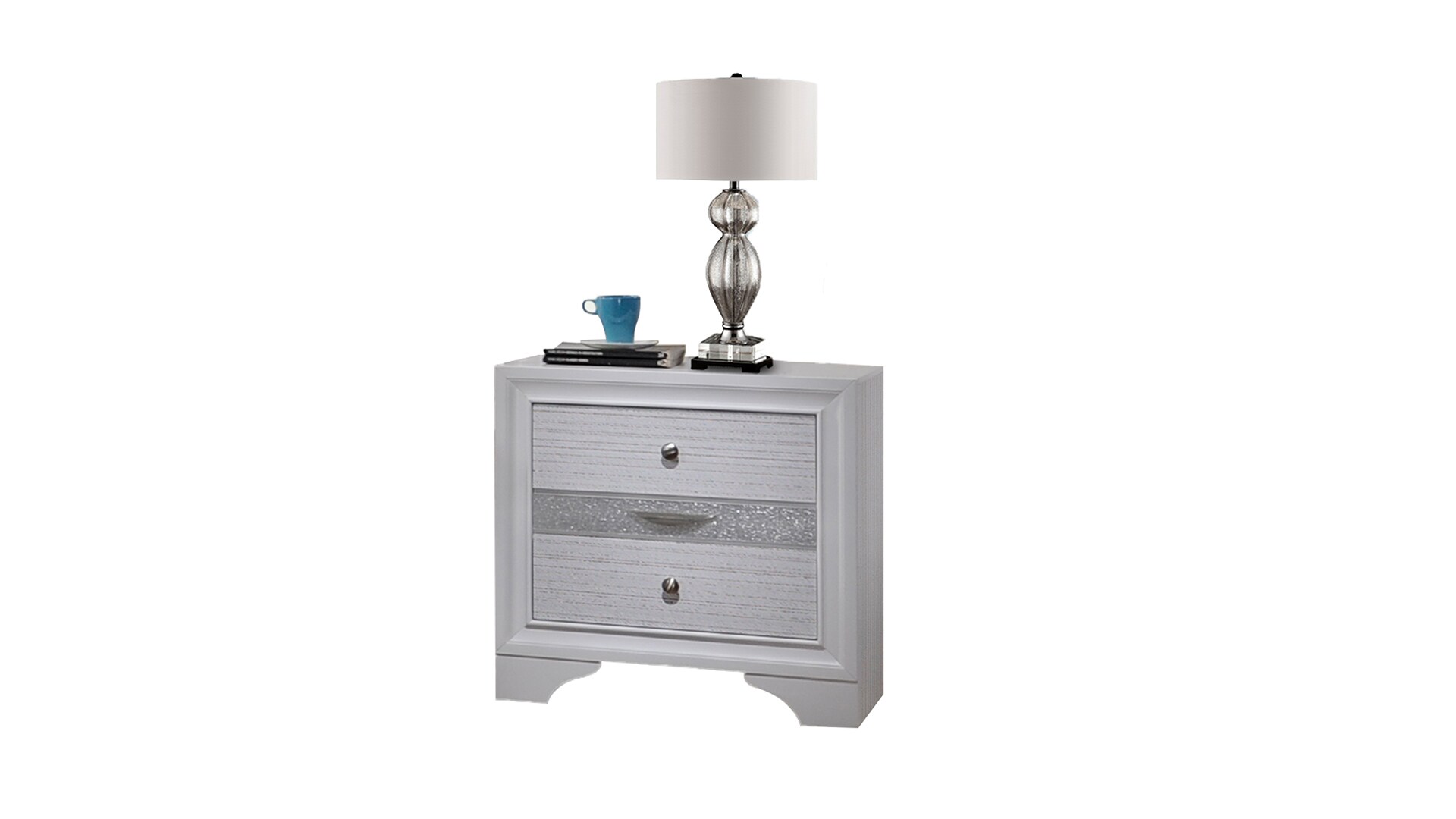 Matrix Traditional 2-Drawer White Wood Nightstand with Jewelry Tray