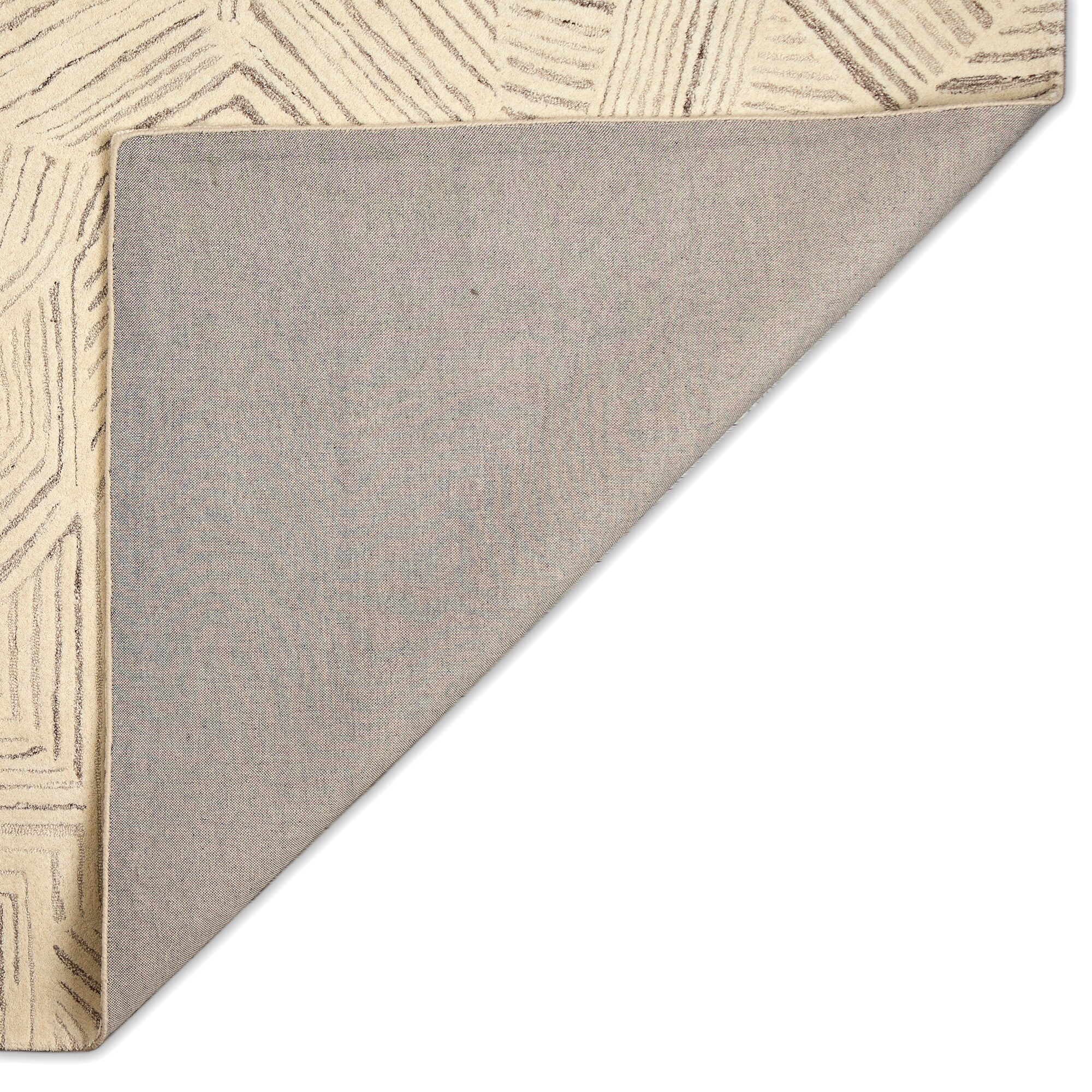 Black Geometric Tufted Wool and Synthetic 5' x 7' Rug