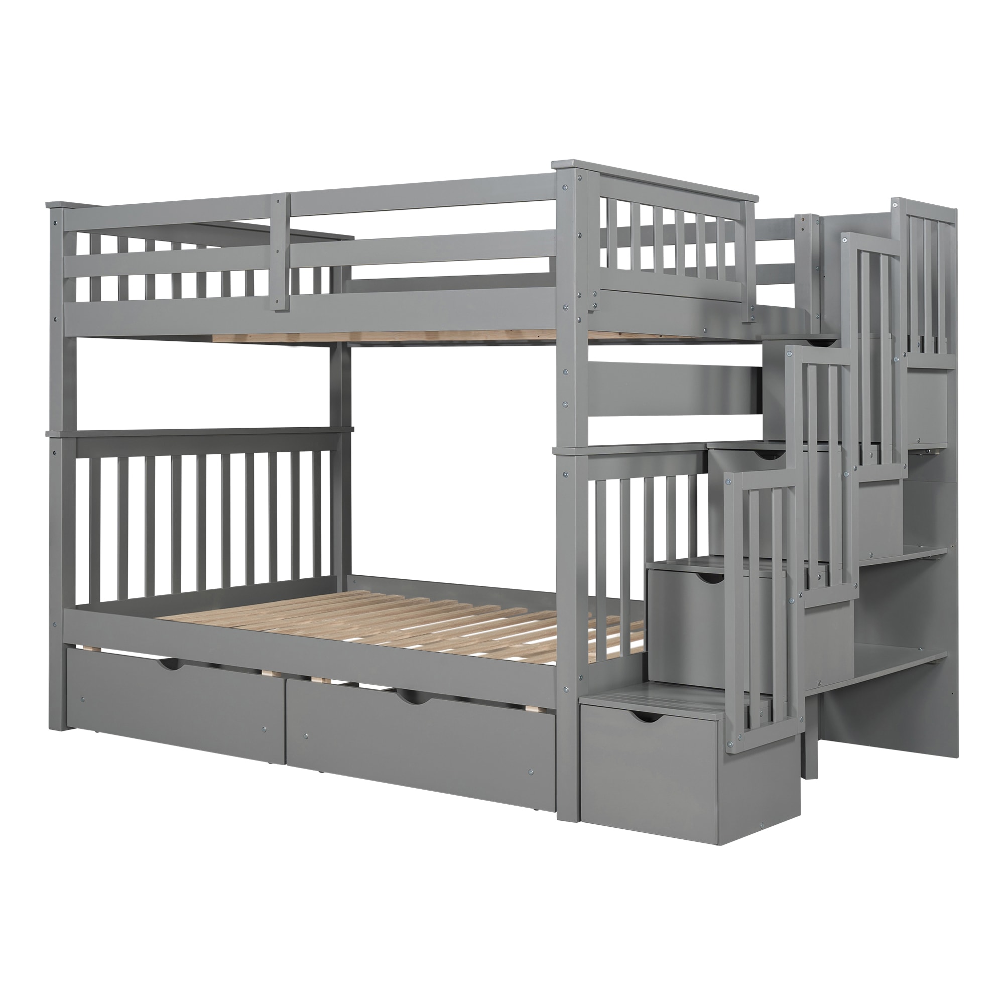 Qualler BLE000046E Gray Full over full Bunk Bed
